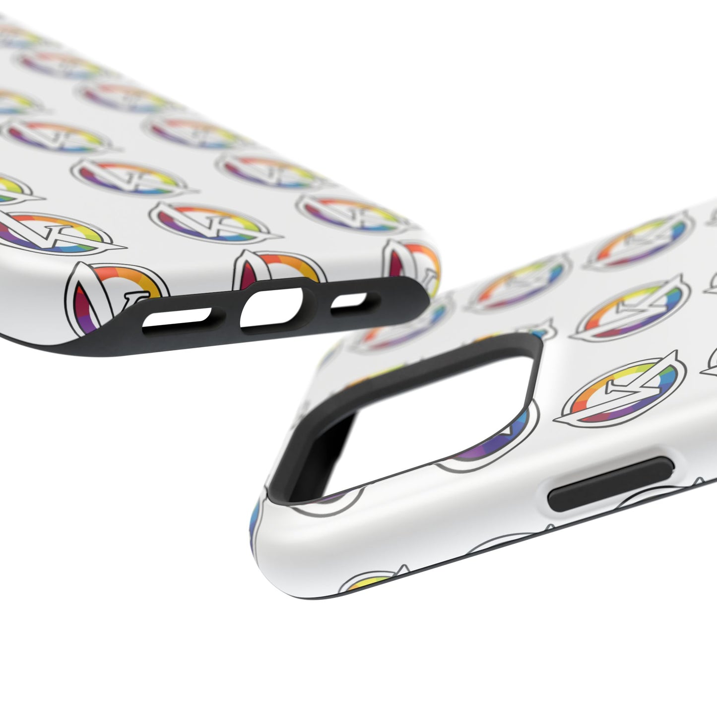 Custom Image Magnetic Impact-Resistant Phone Case — Rainbow Geometric Logo Pattern