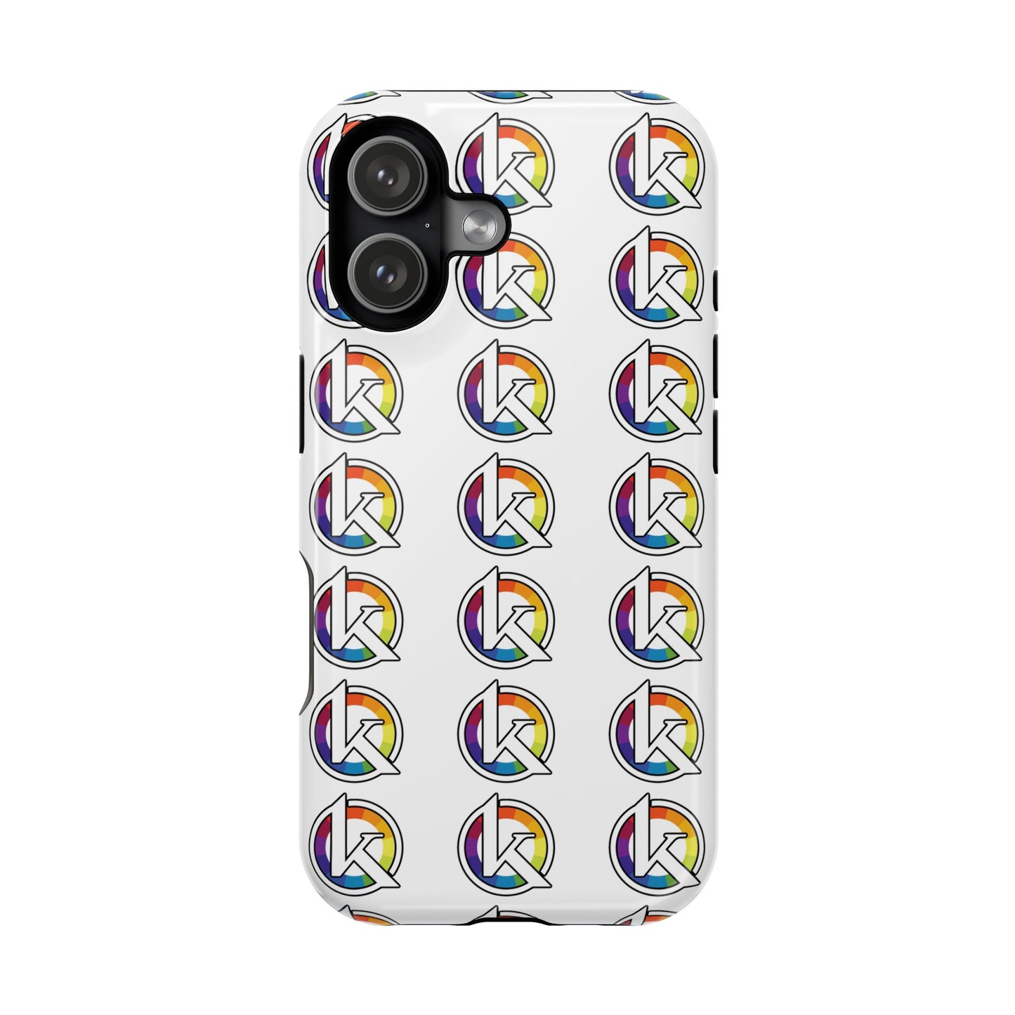 Custom Image Magnetic Impact-Resistant Phone Case — Rainbow Geometric Logo Pattern