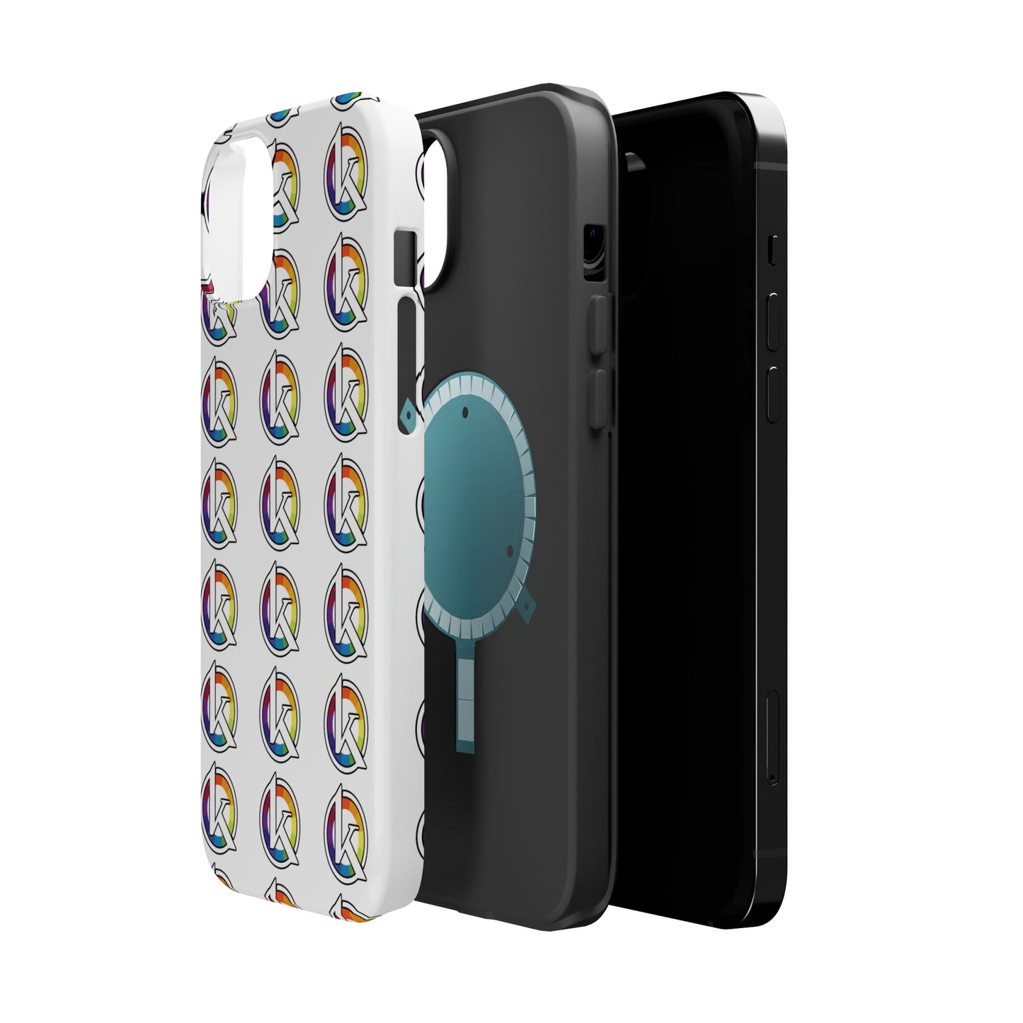 Custom Image Magnetic Impact-Resistant Phone Case — Rainbow Geometric Logo Pattern