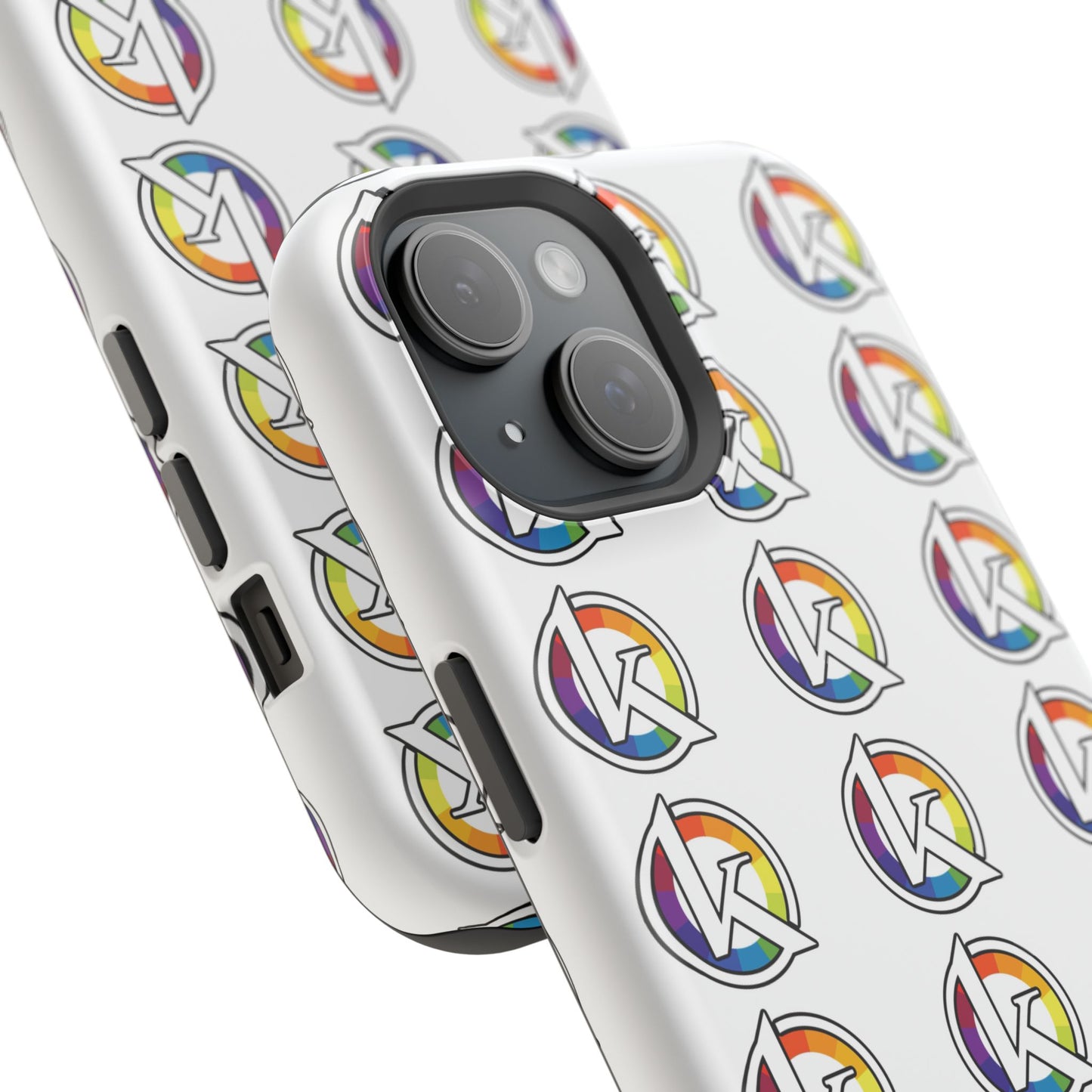 Custom Image Magnetic Impact-Resistant Phone Case — Rainbow Geometric Logo Pattern
