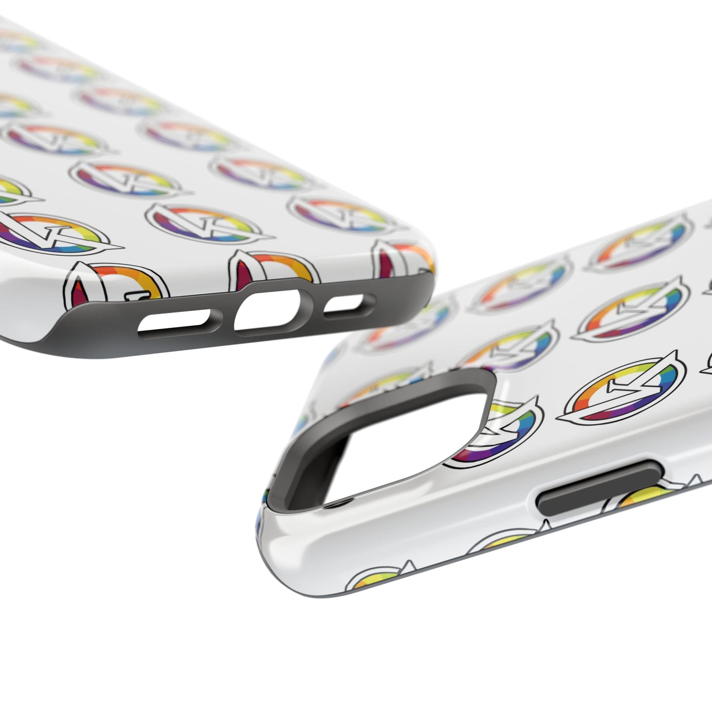 Custom Image Magnetic Impact-Resistant Phone Case — Rainbow Geometric Logo Pattern