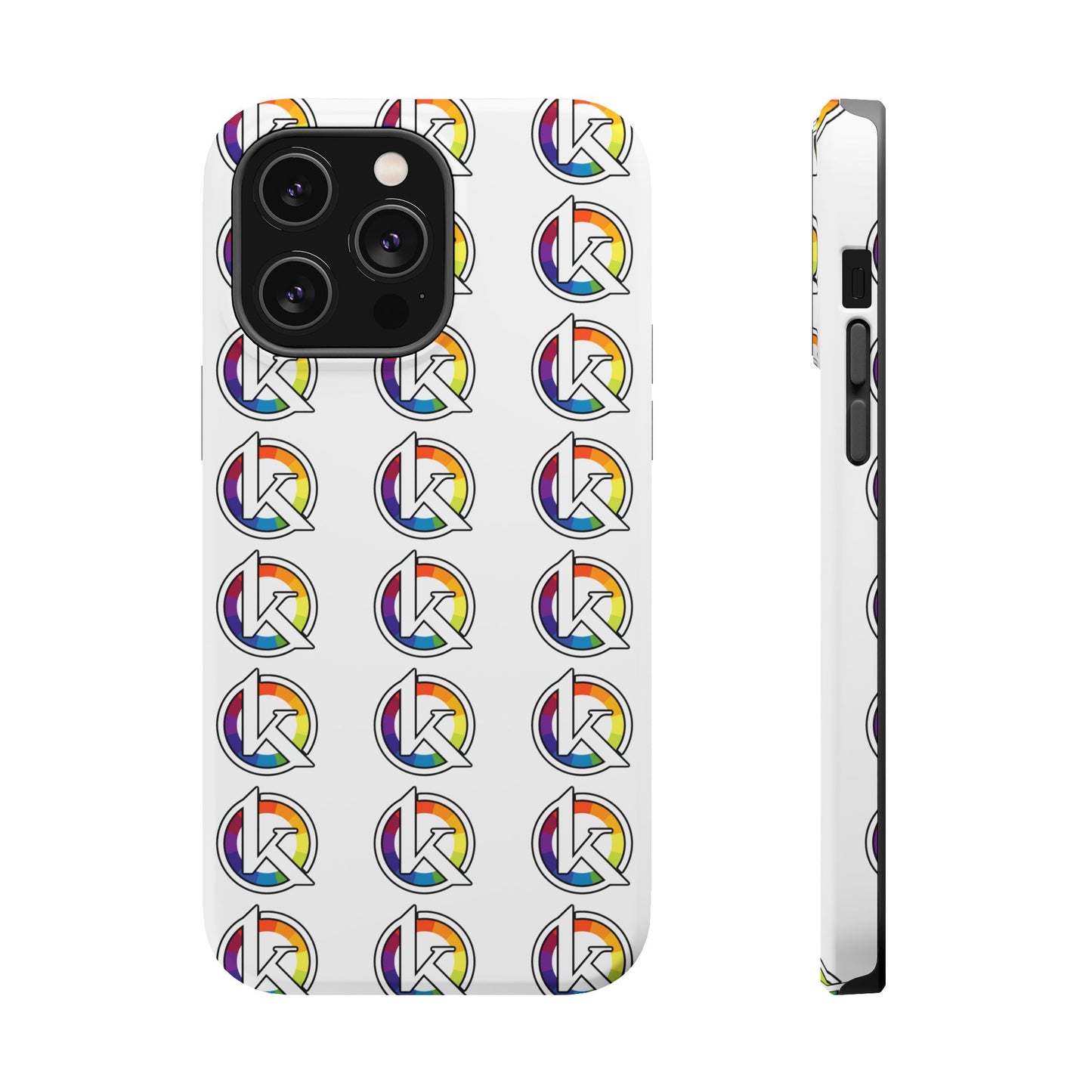 Custom Image Magnetic Impact-Resistant Phone Case — Rainbow Geometric Logo Pattern