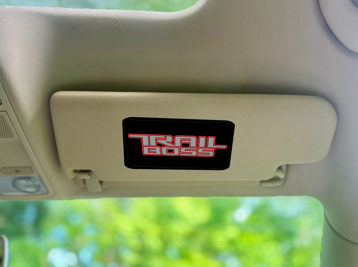 Custom Chevrolet TrailBoss Blackout Sun Visor Warning Decals (set of 2)