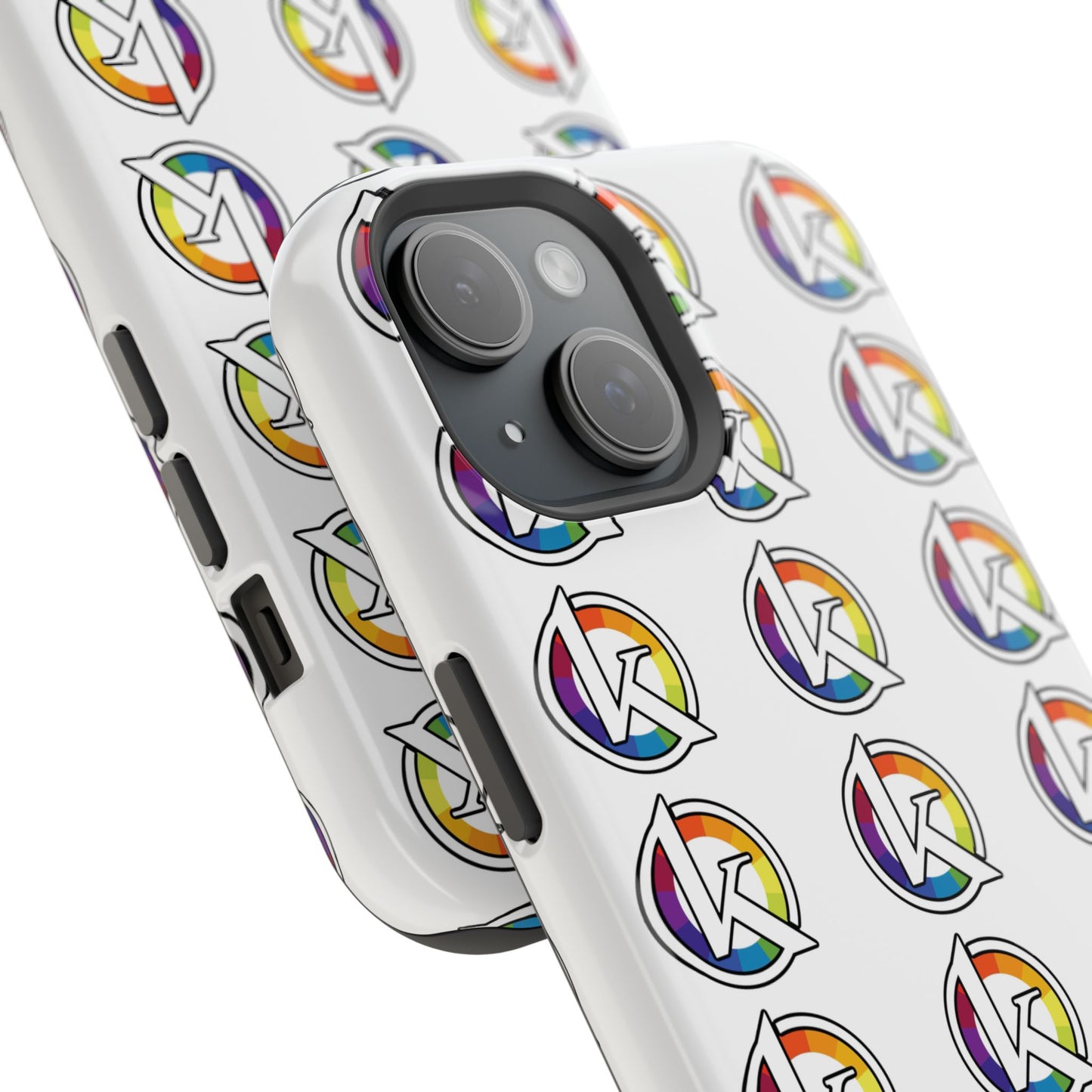 Custom Image Magnetic Impact-Resistant Phone Case — Rainbow Geometric Logo Pattern