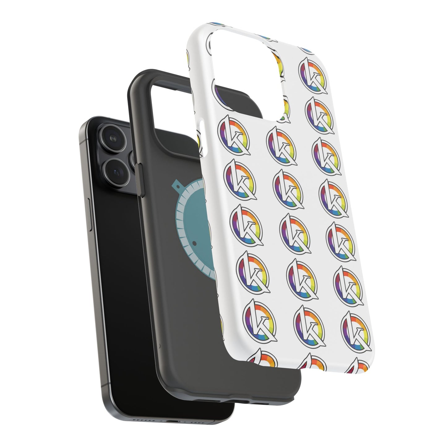Custom Image Magnetic Impact-Resistant Phone Case — Rainbow Geometric Logo Pattern