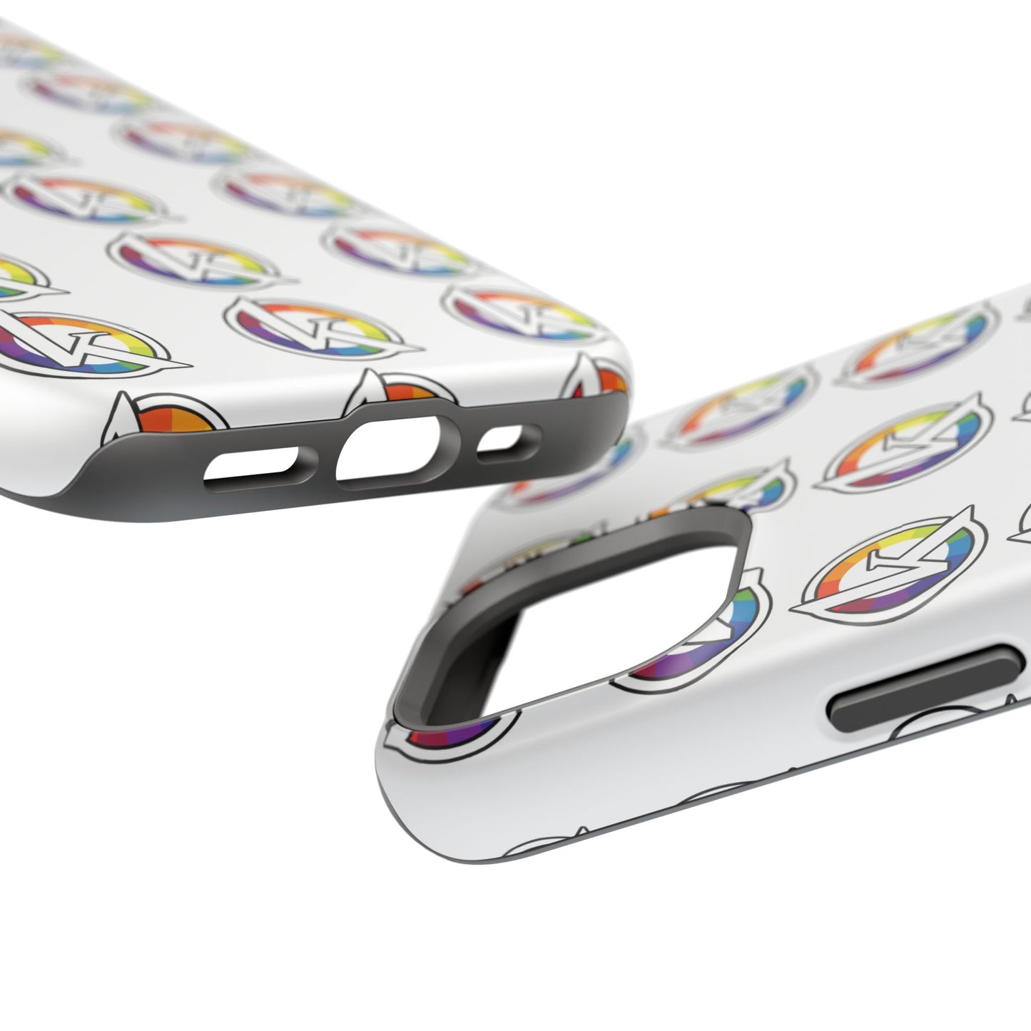 Custom Image Magnetic Impact-Resistant Phone Case — Rainbow Geometric Logo Pattern