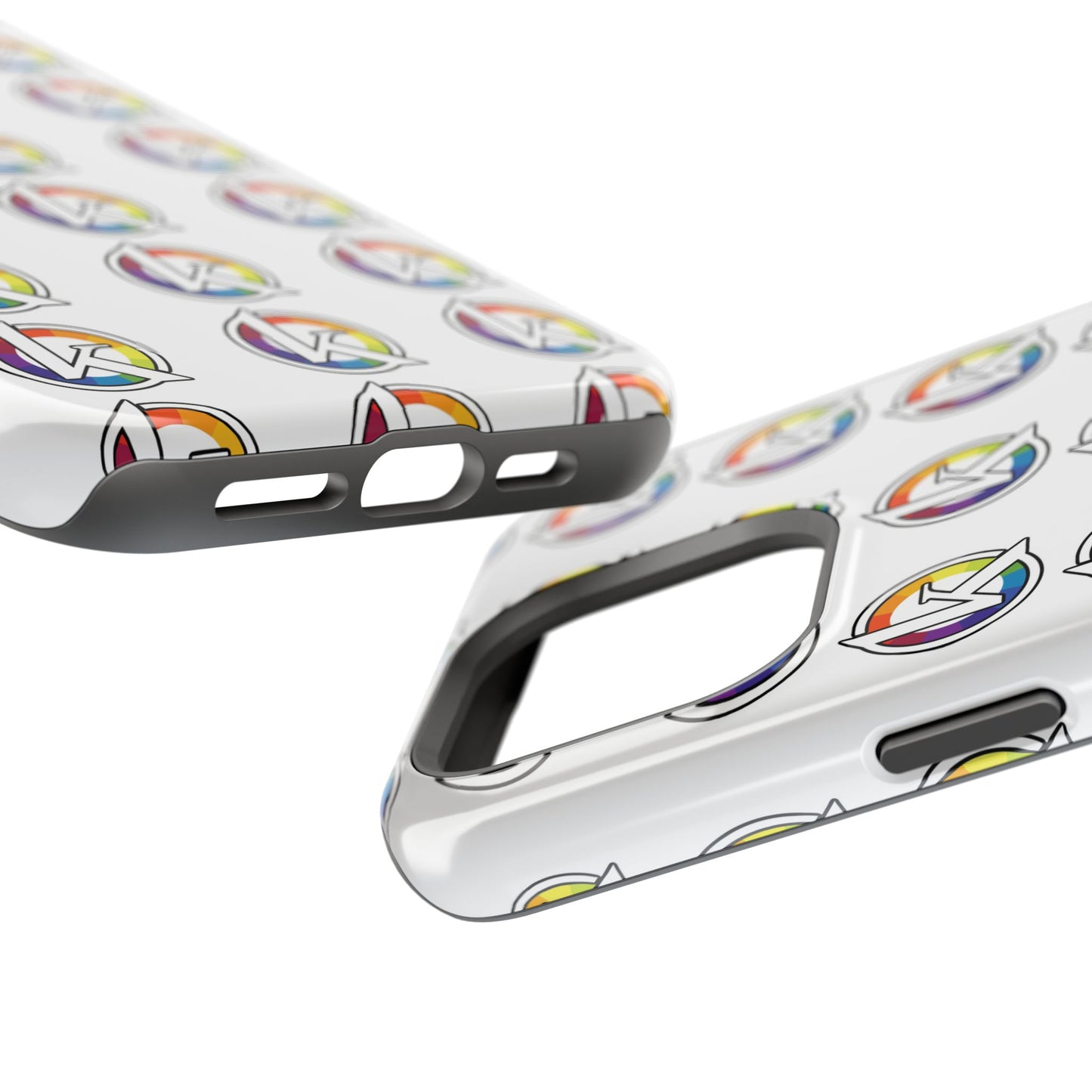Custom Image Magnetic Impact-Resistant Phone Case — Rainbow Geometric Logo Pattern