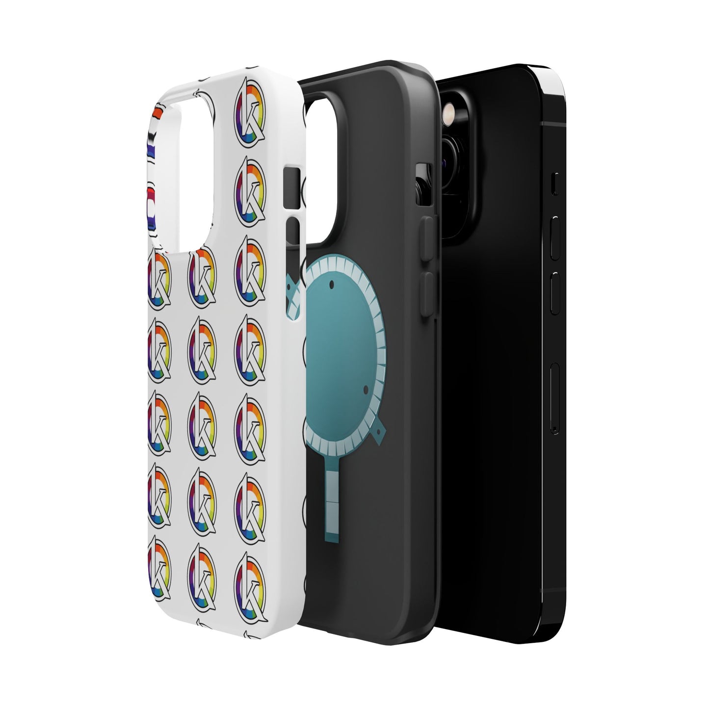 Custom Image Magnetic Impact-Resistant Phone Case — Rainbow Geometric Logo Pattern