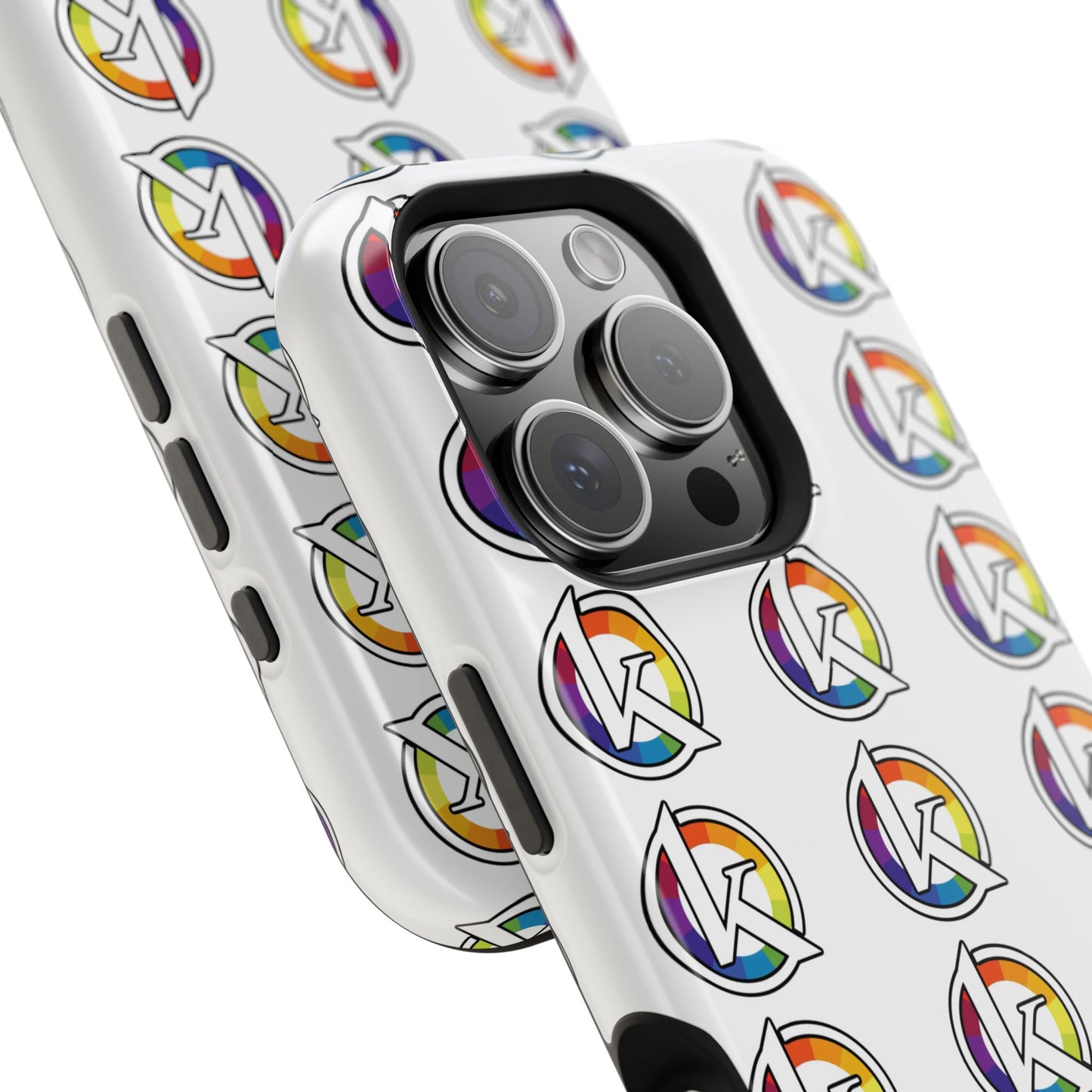 Custom Image Magnetic Impact-Resistant Phone Case — Rainbow Geometric Logo Pattern