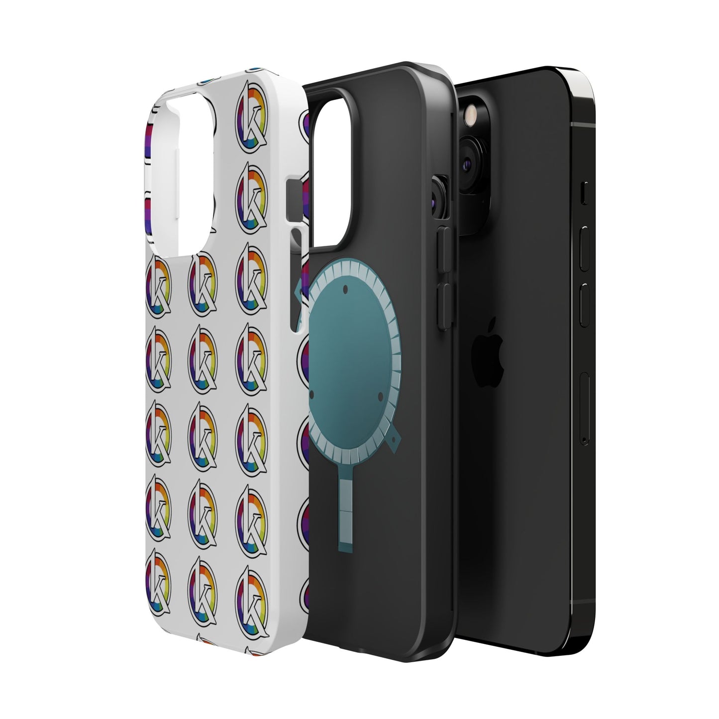 Custom Image Magnetic Impact-Resistant Phone Case — Rainbow Geometric Logo Pattern