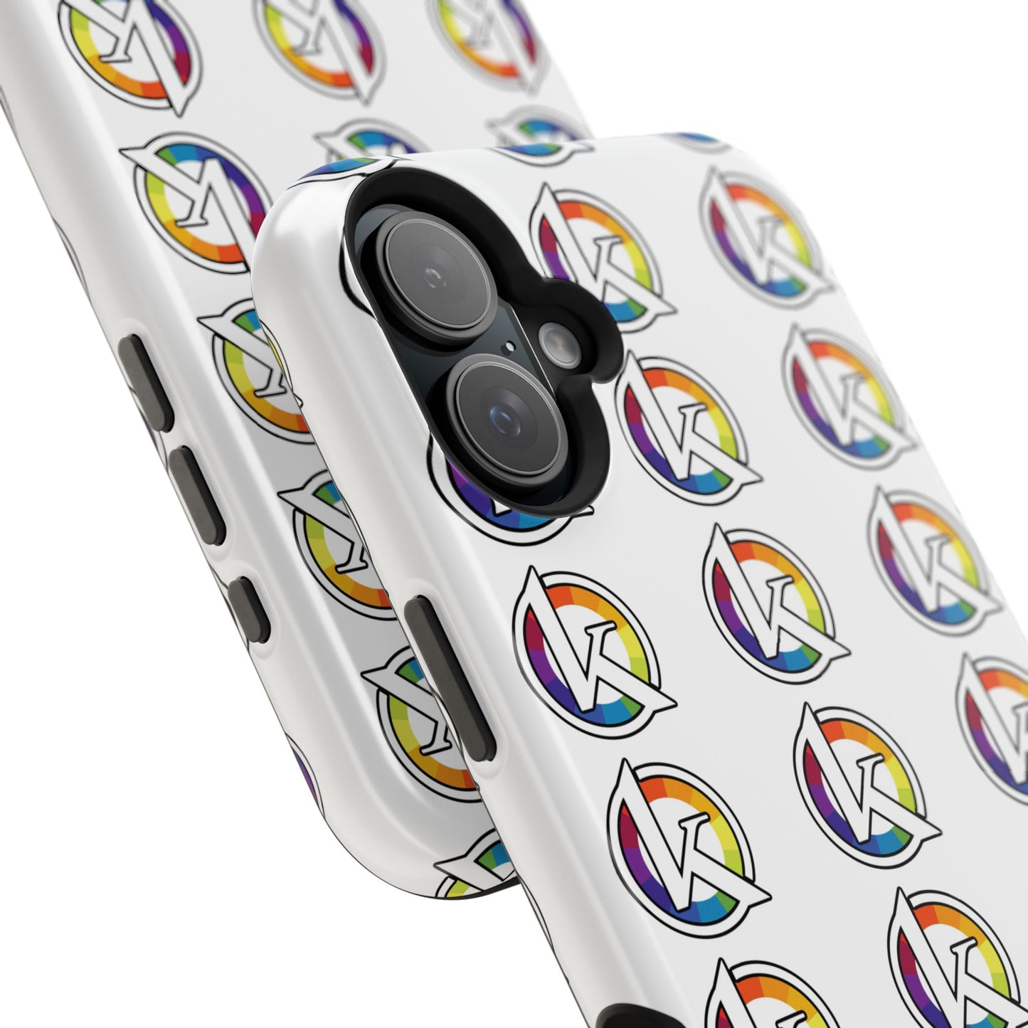 Custom Image Magnetic Impact-Resistant Phone Case — Rainbow Geometric Logo Pattern