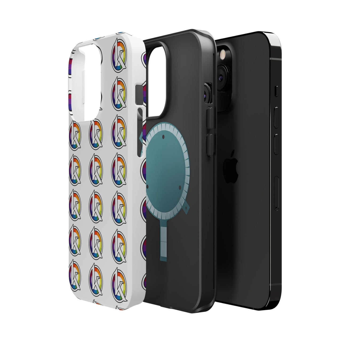Custom Image Magnetic Impact-Resistant Phone Case — Rainbow Geometric Logo Pattern