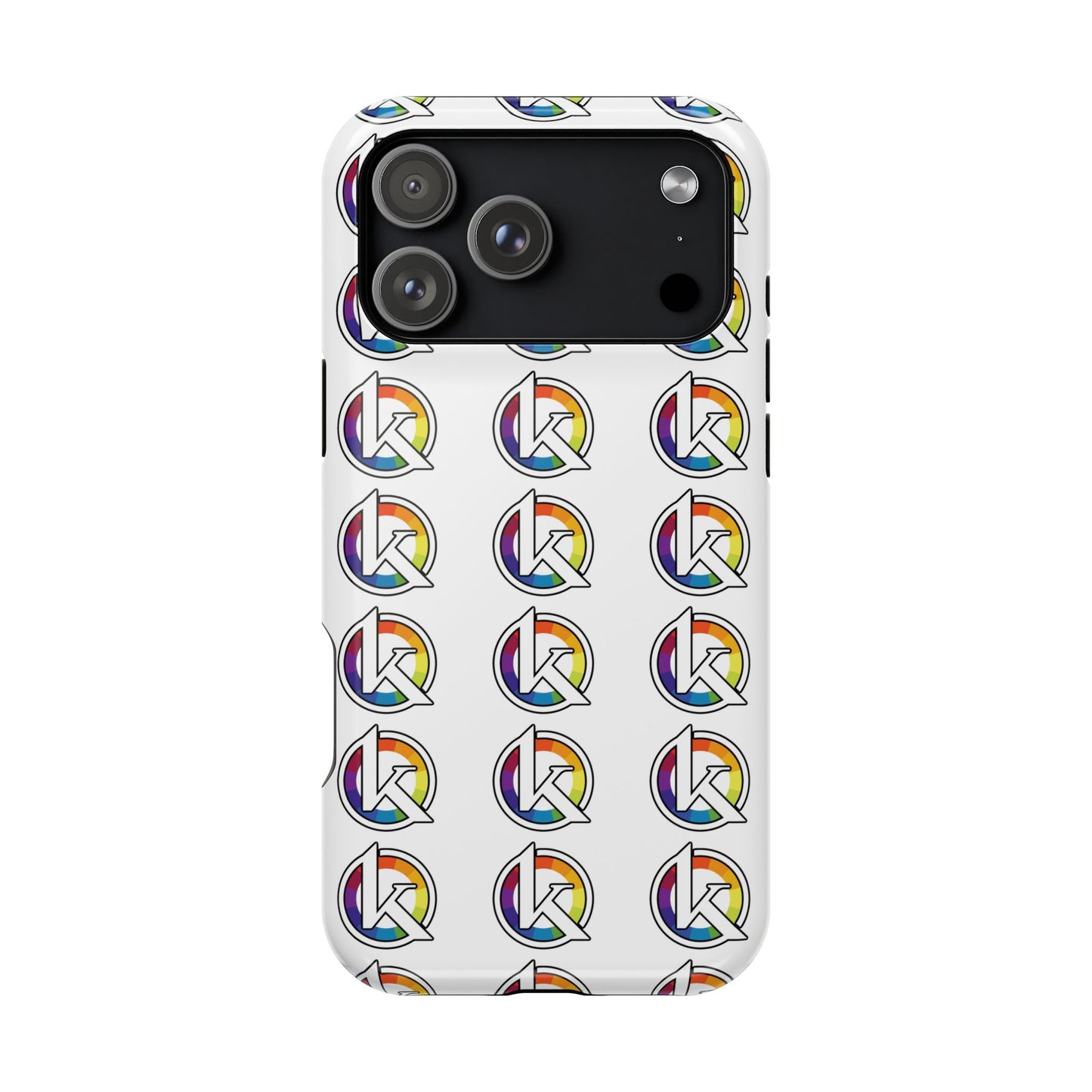 Custom Image Magnetic Impact-Resistant Phone Case — Rainbow Geometric Logo Pattern