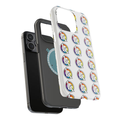 Custom Image Magnetic Impact-Resistant Phone Case — Rainbow Geometric Logo Pattern