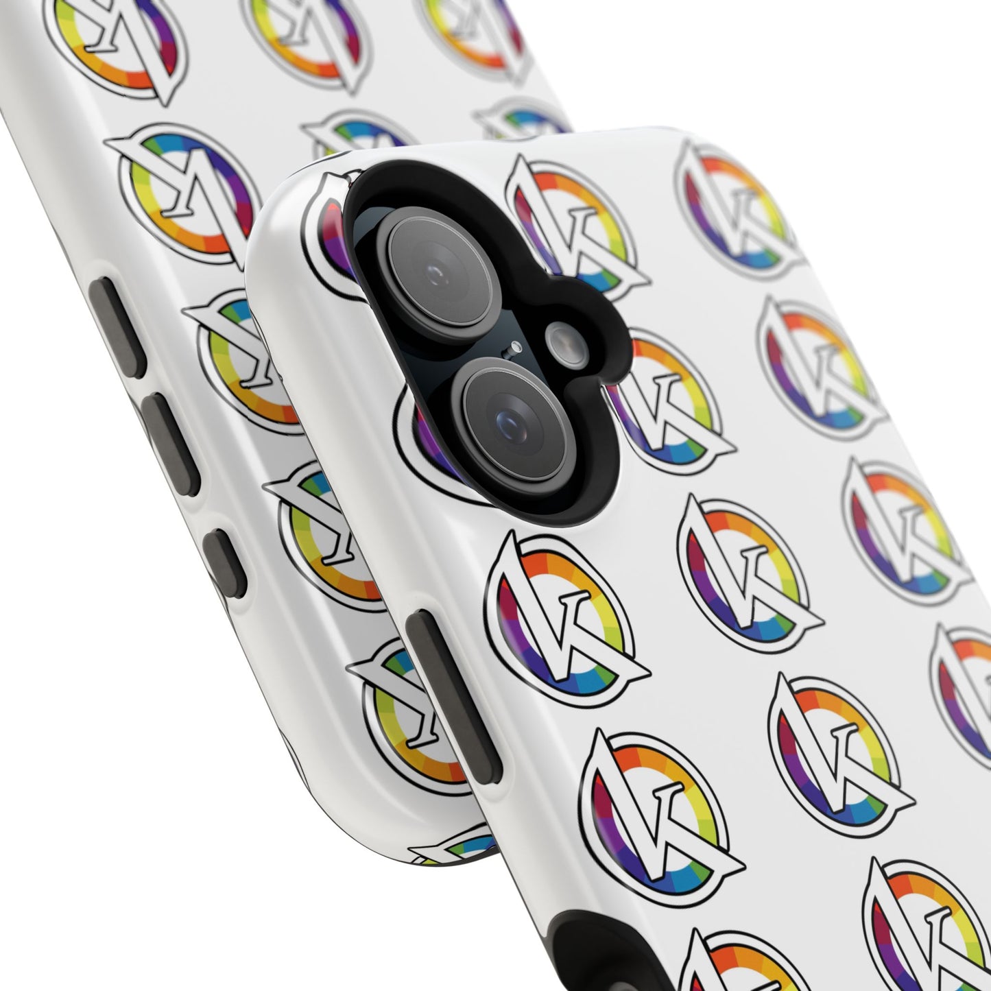 Custom Image Magnetic Impact-Resistant Phone Case — Rainbow Geometric Logo Pattern