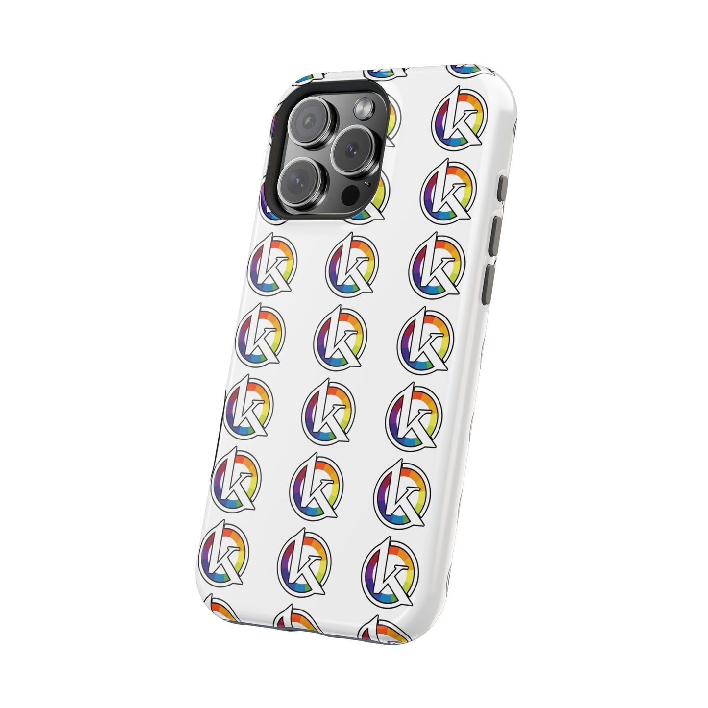 Custom Image Magnetic Impact-Resistant Phone Case — Rainbow Geometric Logo Pattern