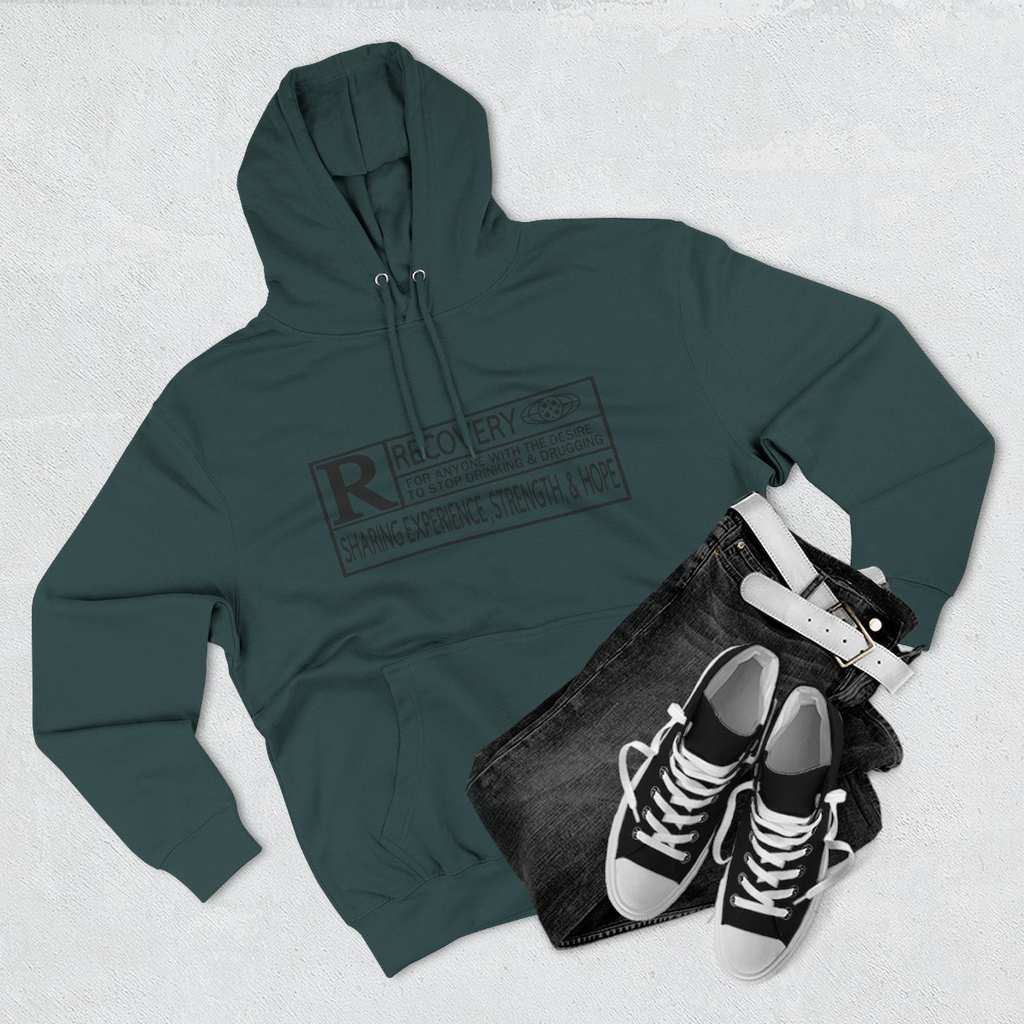 Recovery Hoodie – "Sharing Experience, Strength & Hope" Fleece Pullover
