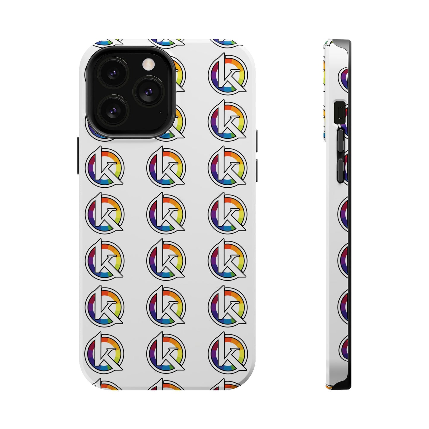 Custom Image Magnetic Impact-Resistant Phone Case — Rainbow Geometric Logo Pattern