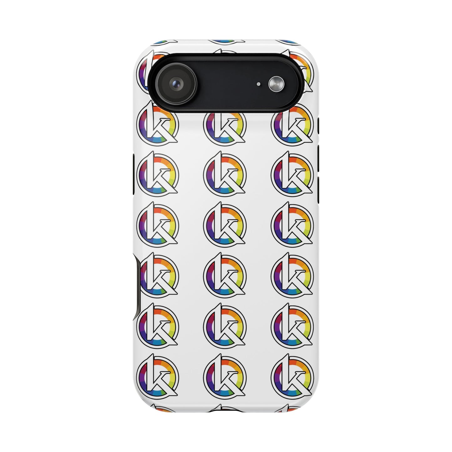 Custom Image Magnetic Impact-Resistant Phone Case — Rainbow Geometric Logo Pattern