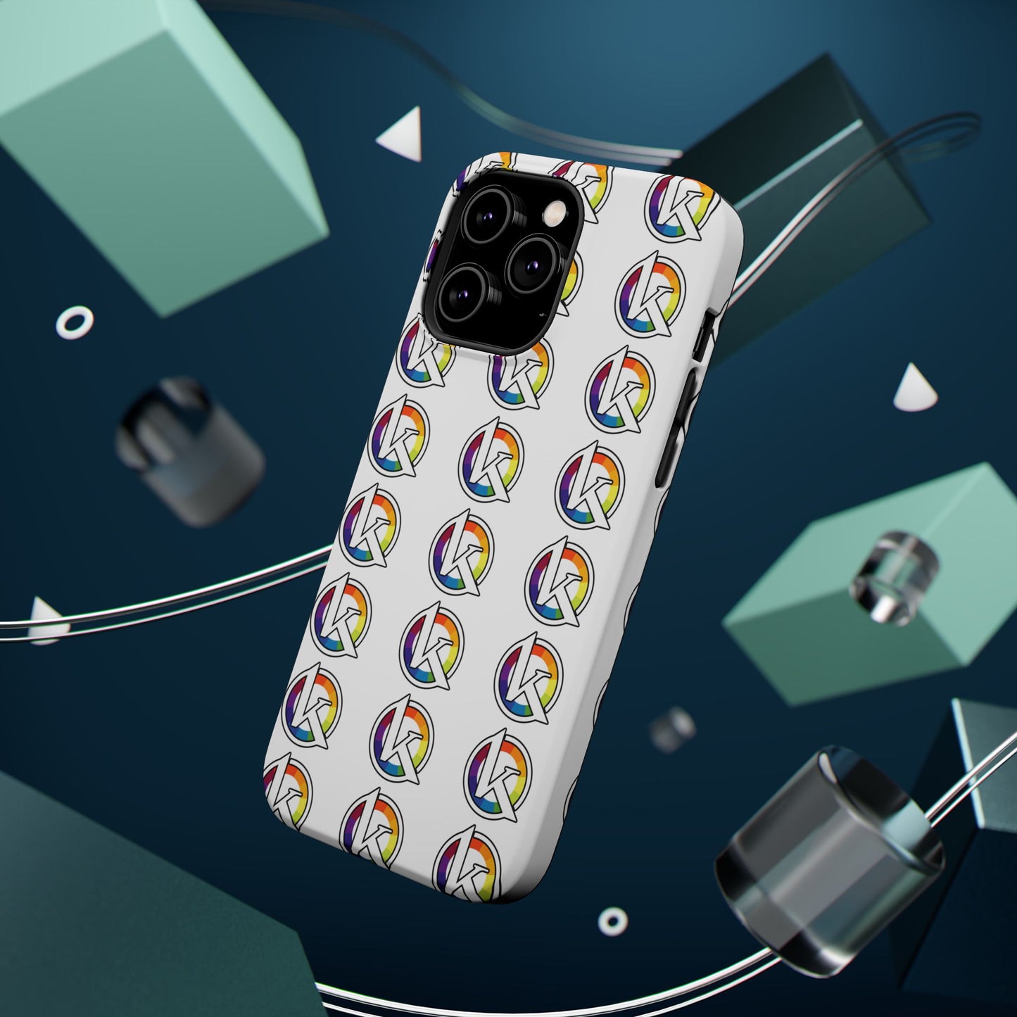 Custom Image Magnetic Impact-Resistant Phone Case — Rainbow Geometric Logo Pattern