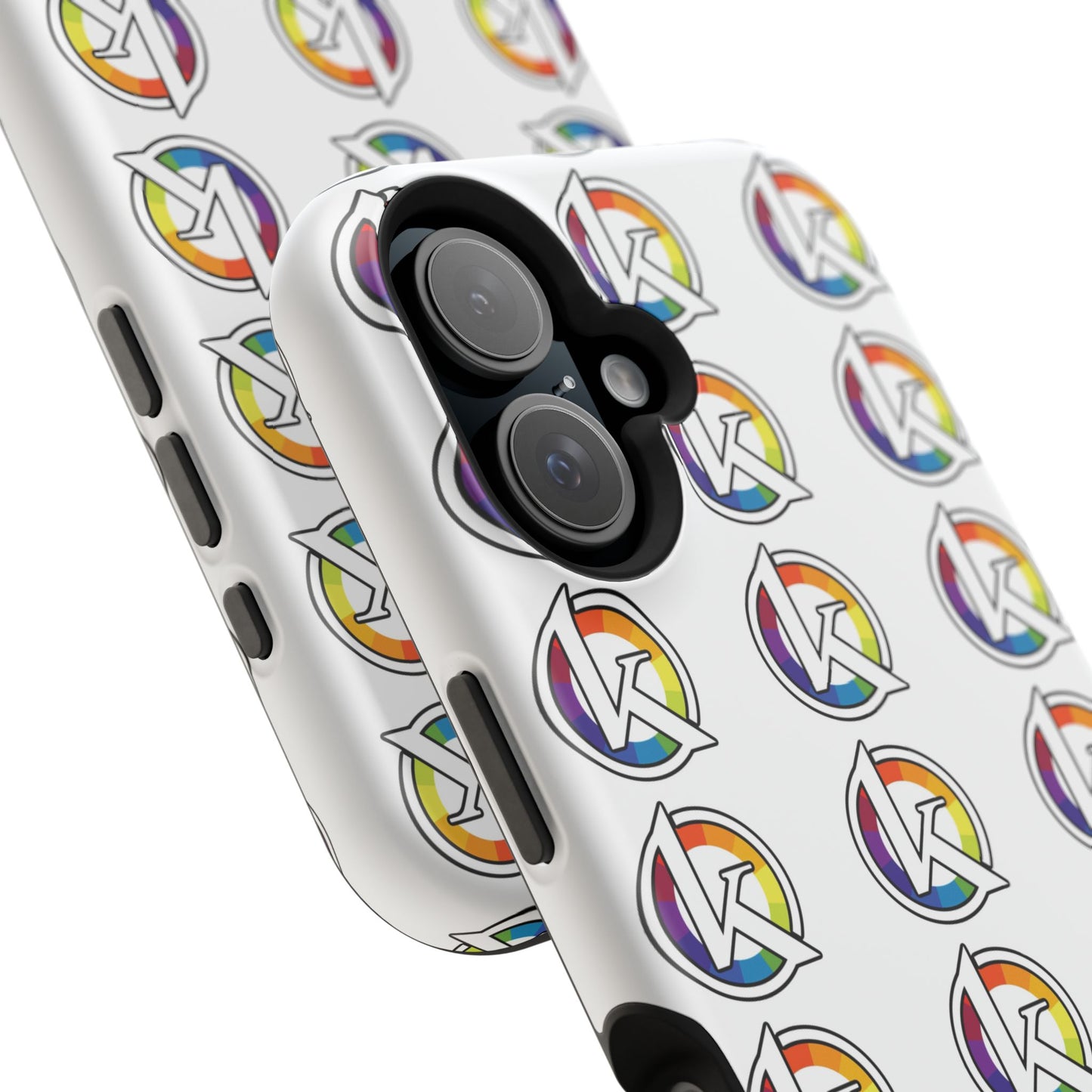 Custom Image Magnetic Impact-Resistant Phone Case — Rainbow Geometric Logo Pattern