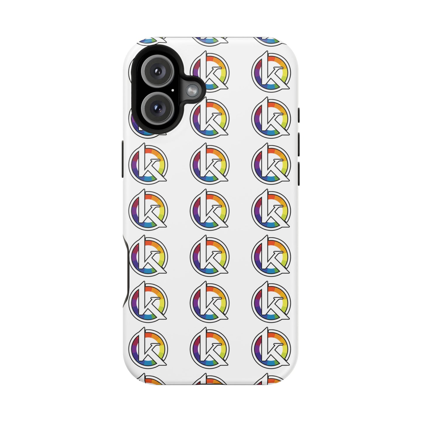 Custom Image Magnetic Impact-Resistant Phone Case — Rainbow Geometric Logo Pattern