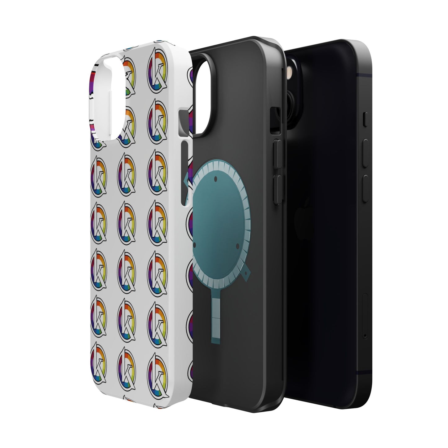 Custom Image Magnetic Impact-Resistant Phone Case — Rainbow Geometric Logo Pattern