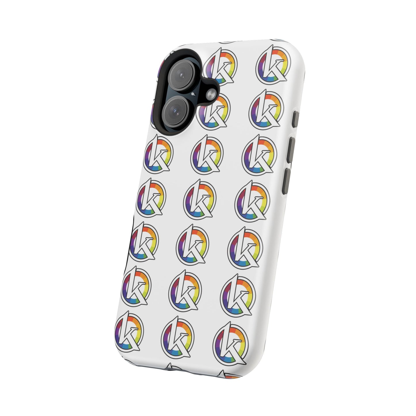 Custom Image Magnetic Impact-Resistant Phone Case — Rainbow Geometric Logo Pattern