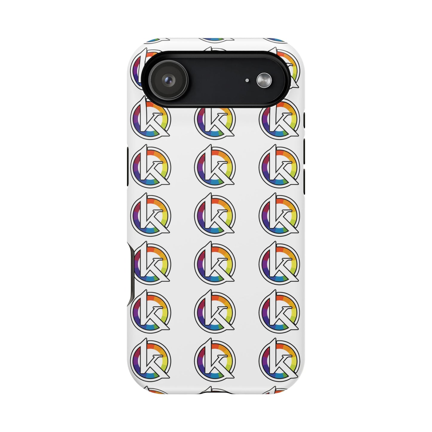 Custom Image Magnetic Impact-Resistant Phone Case — Rainbow Geometric Logo Pattern
