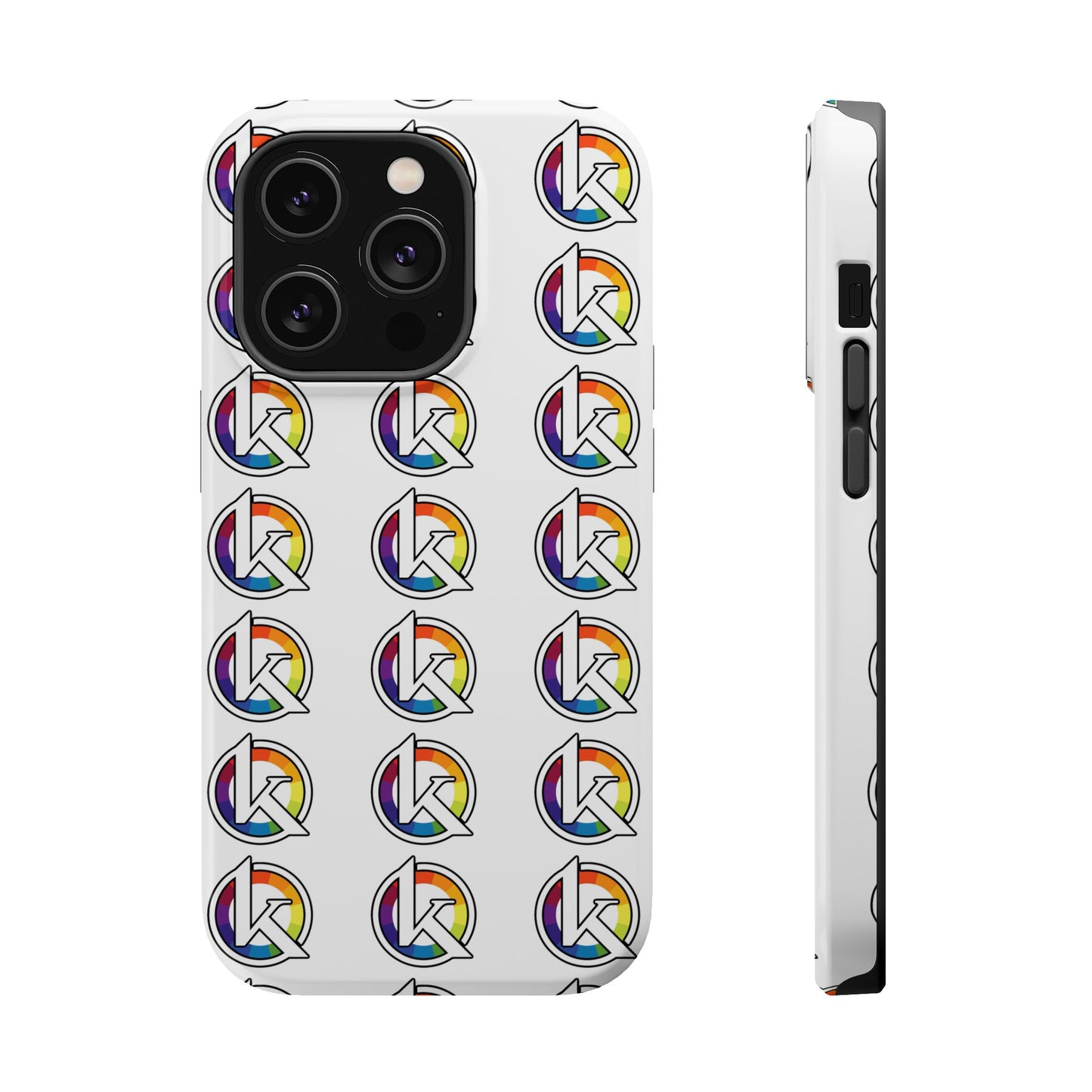 Custom Image Magnetic Impact-Resistant Phone Case — Rainbow Geometric Logo Pattern