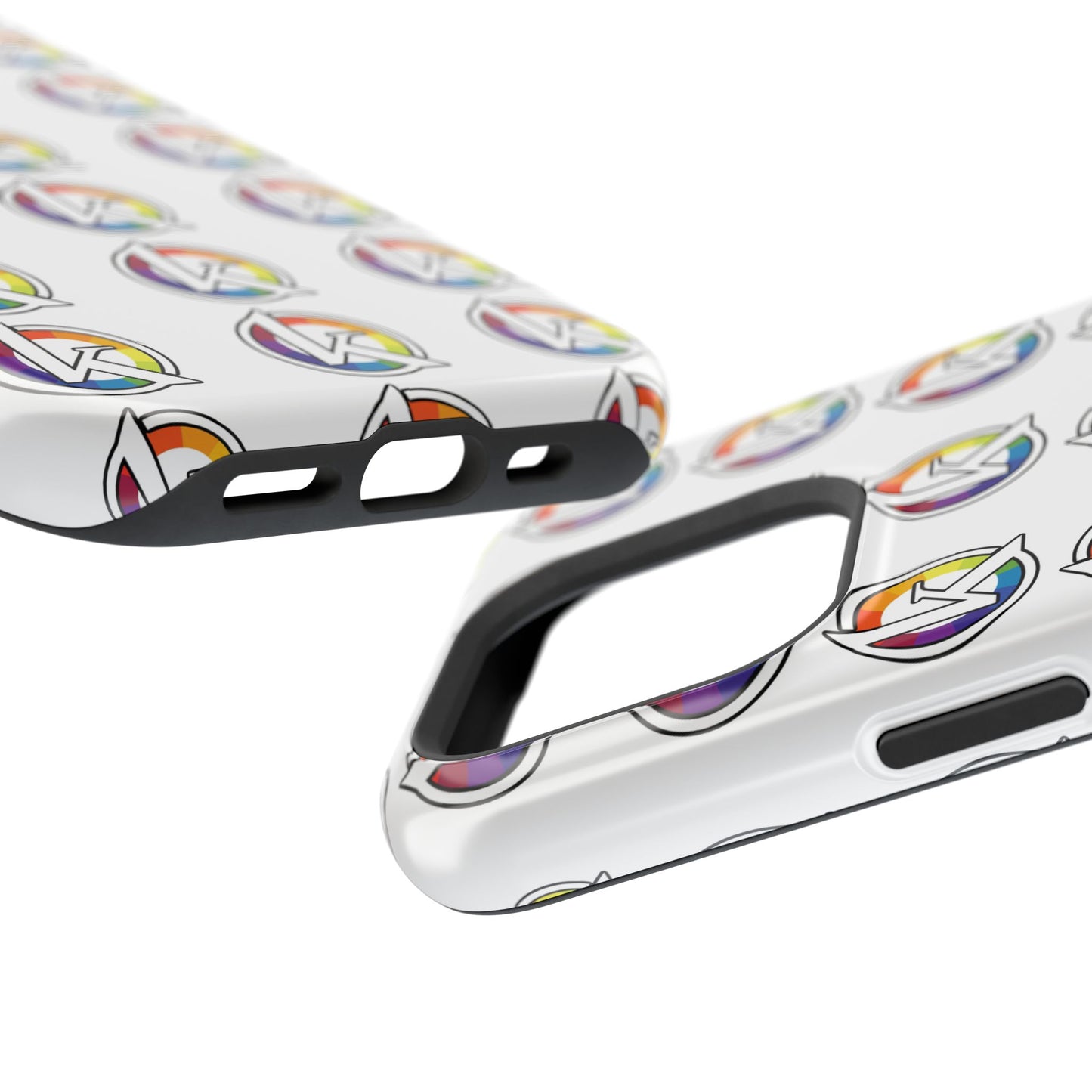 Custom Image Magnetic Impact-Resistant Phone Case — Rainbow Geometric Logo Pattern