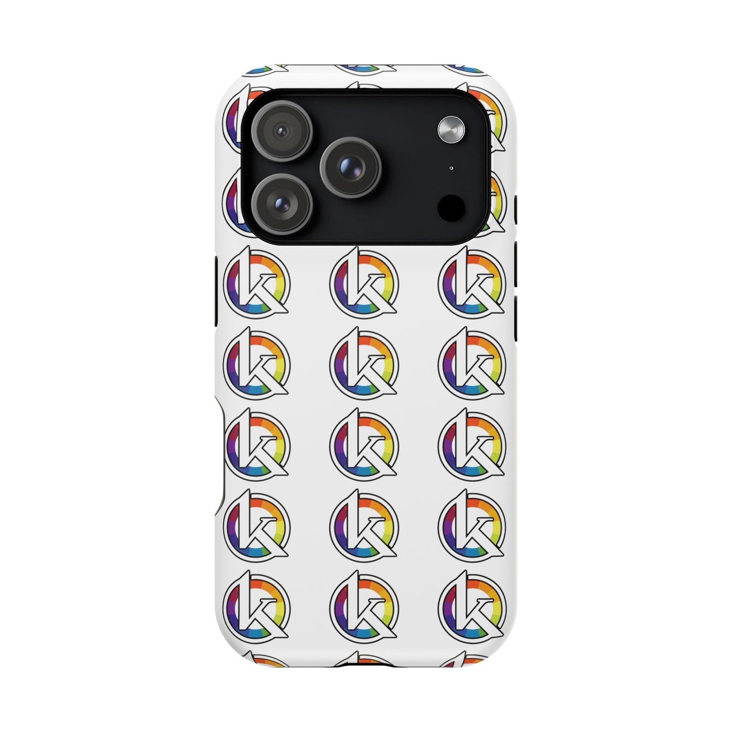 Custom Image Magnetic Impact-Resistant Phone Case — Rainbow Geometric Logo Pattern