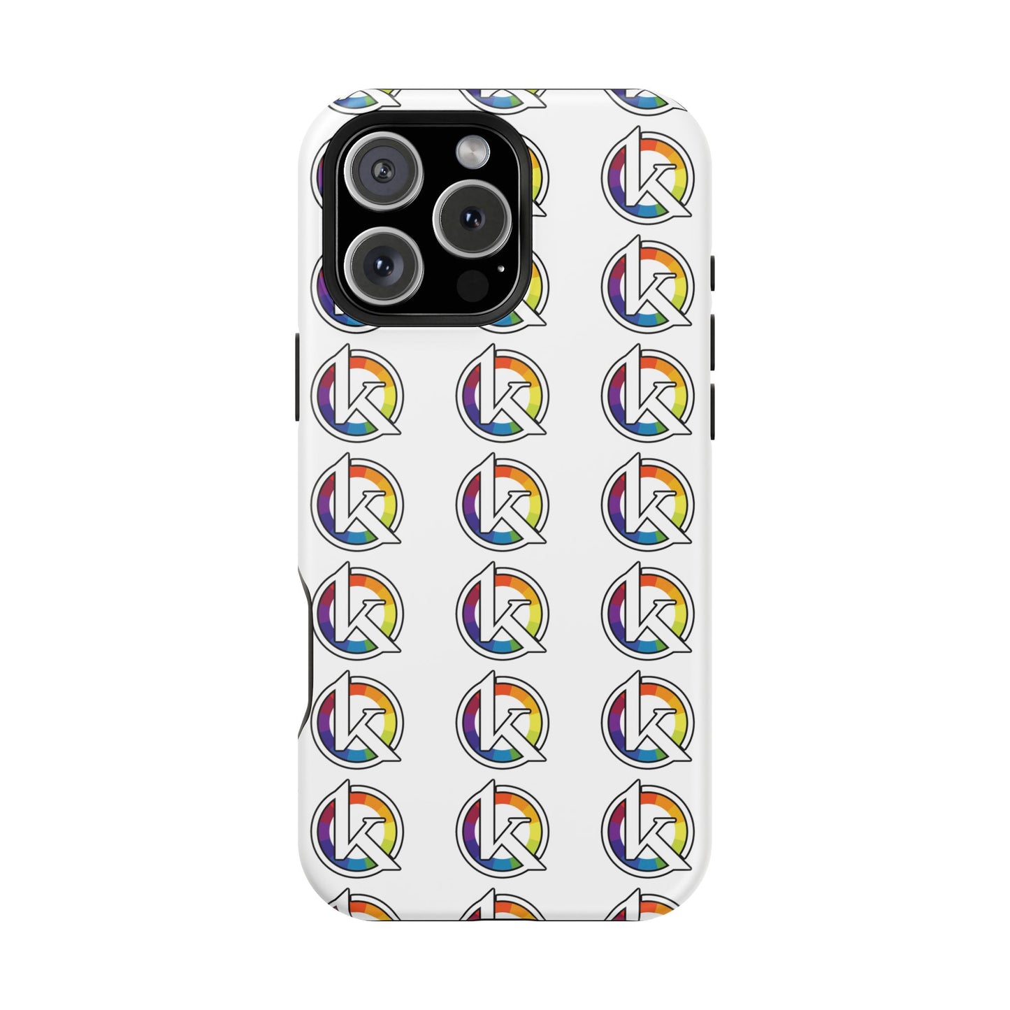 Custom Image Magnetic Impact-Resistant Phone Case — Rainbow Geometric Logo Pattern