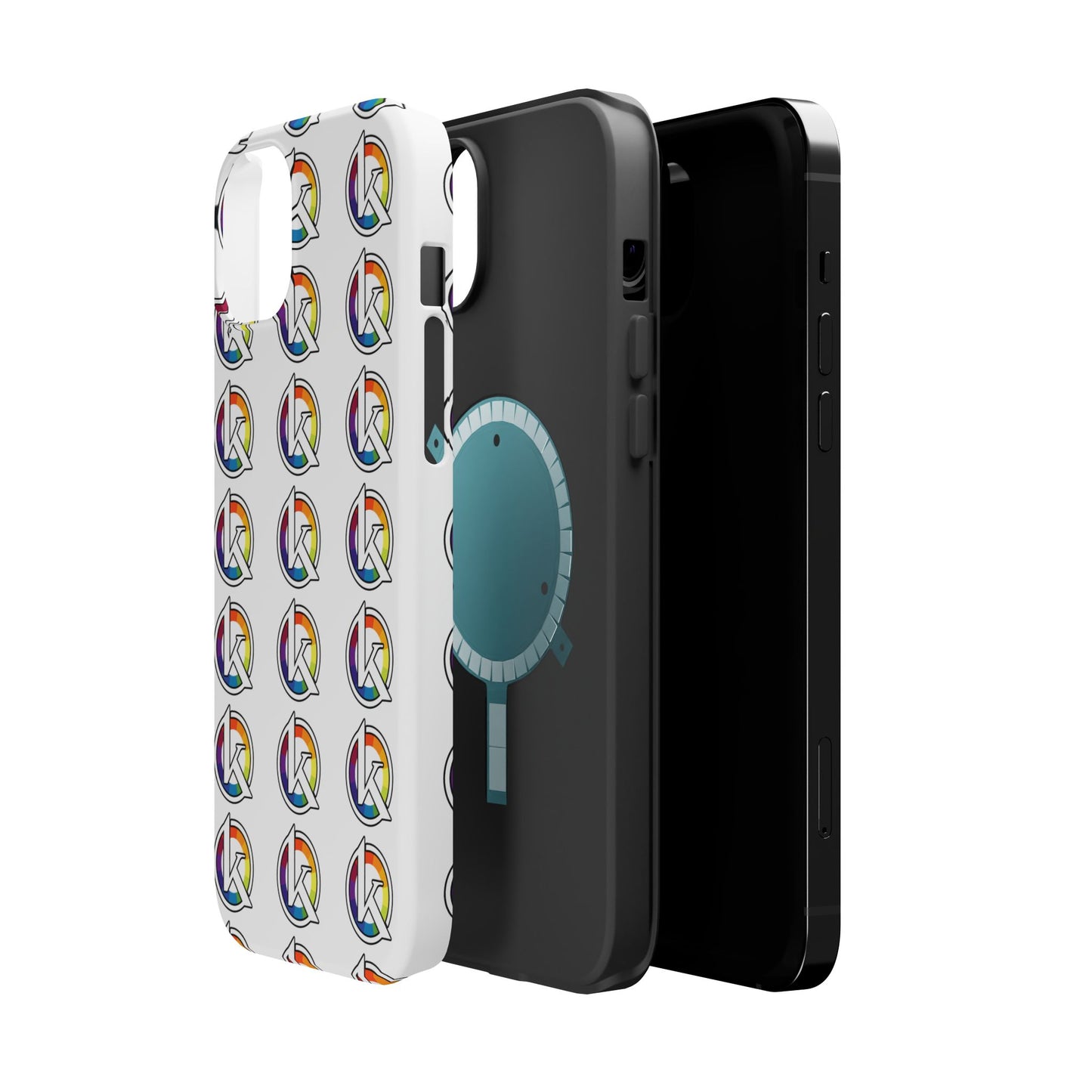 Custom Image Magnetic Impact-Resistant Phone Case — Rainbow Geometric Logo Pattern