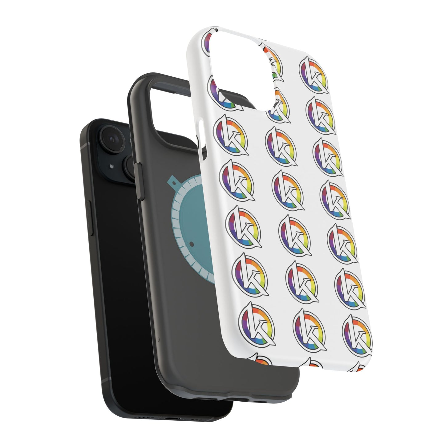 Custom Image Magnetic Impact-Resistant Phone Case — Rainbow Geometric Logo Pattern
