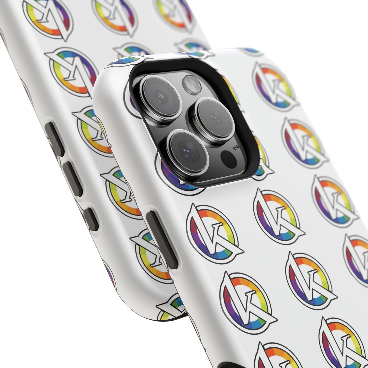 Custom Image Magnetic Impact-Resistant Phone Case — Rainbow Geometric Logo Pattern