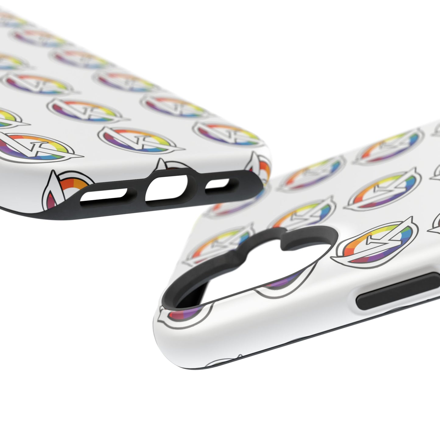 Custom Image Magnetic Impact-Resistant Phone Case — Rainbow Geometric Logo Pattern