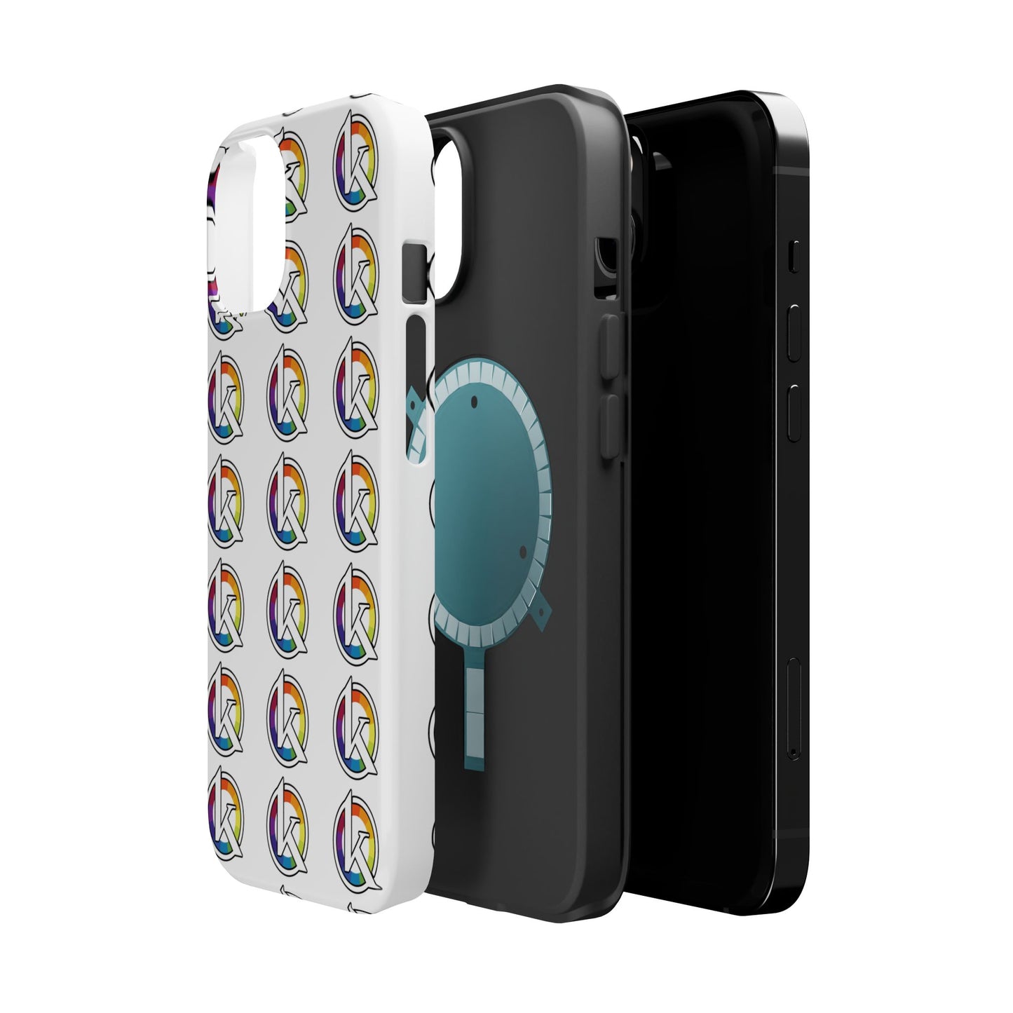Custom Image Magnetic Impact-Resistant Phone Case — Rainbow Geometric Logo Pattern