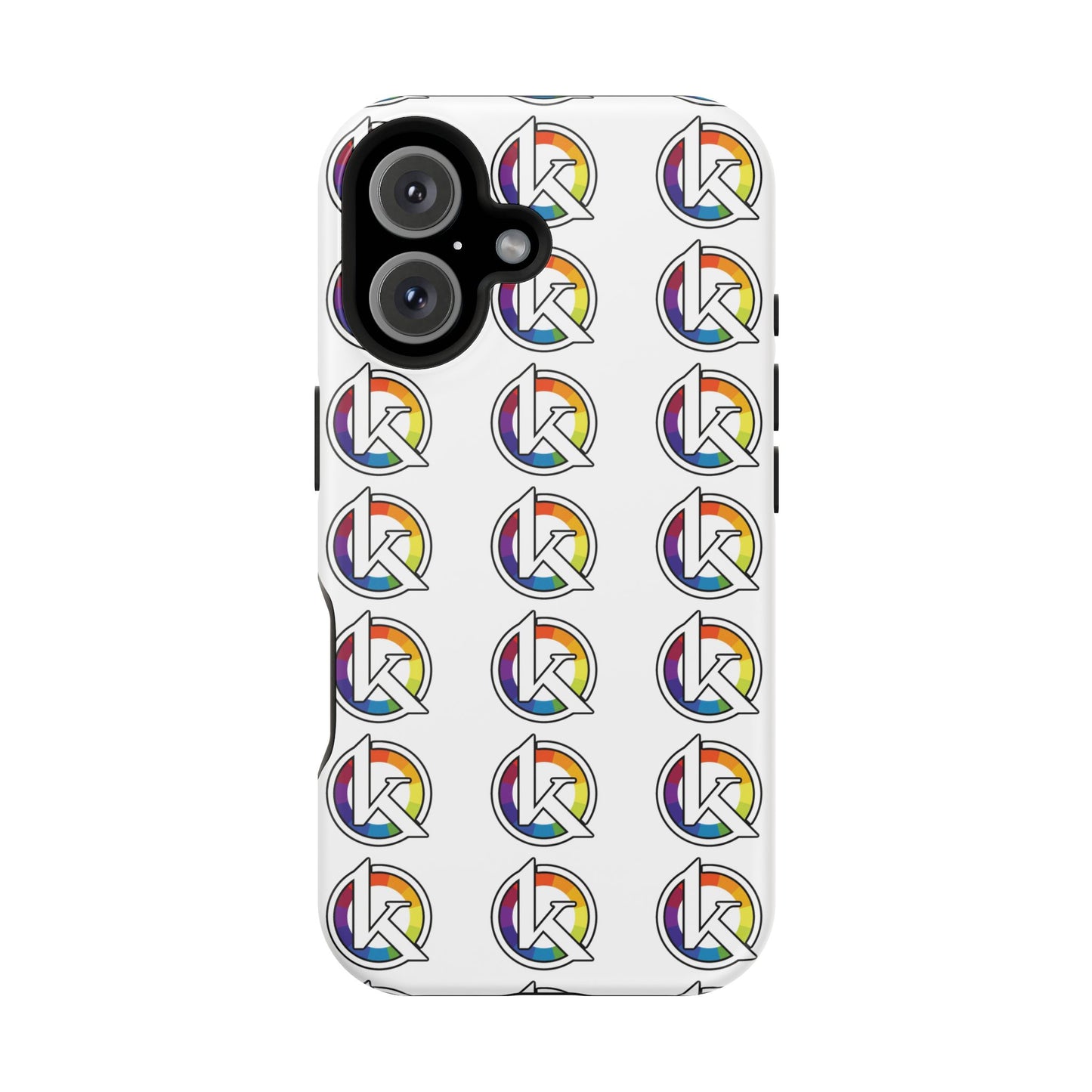 Custom Image Magnetic Impact-Resistant Phone Case — Rainbow Geometric Logo Pattern