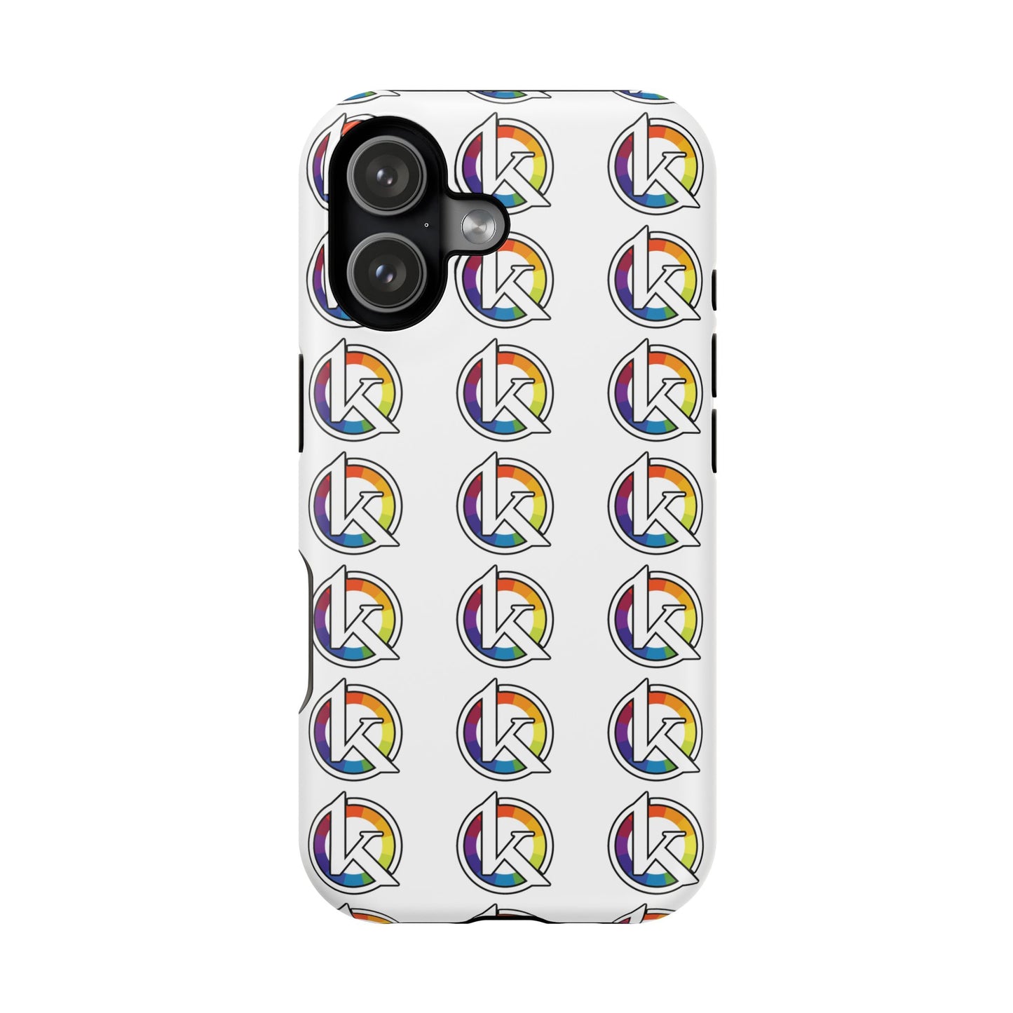 Custom Image Magnetic Impact-Resistant Phone Case — Rainbow Geometric Logo Pattern