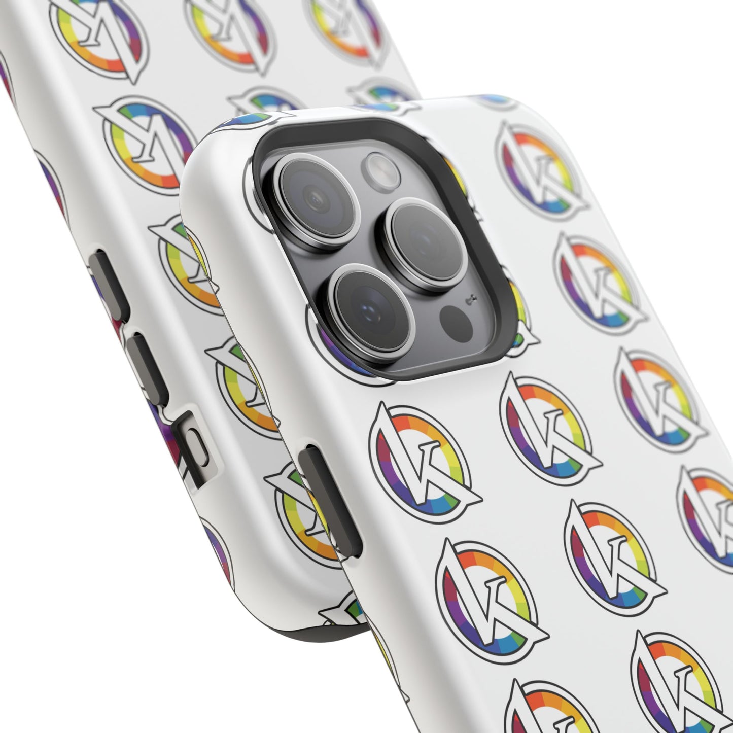 Custom Image Magnetic Impact-Resistant Phone Case — Rainbow Geometric Logo Pattern