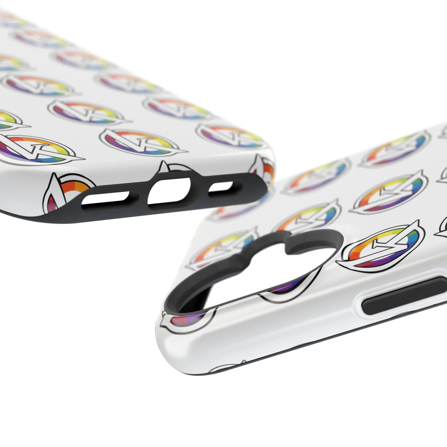 Custom Image Magnetic Impact-Resistant Phone Case — Rainbow Geometric Logo Pattern
