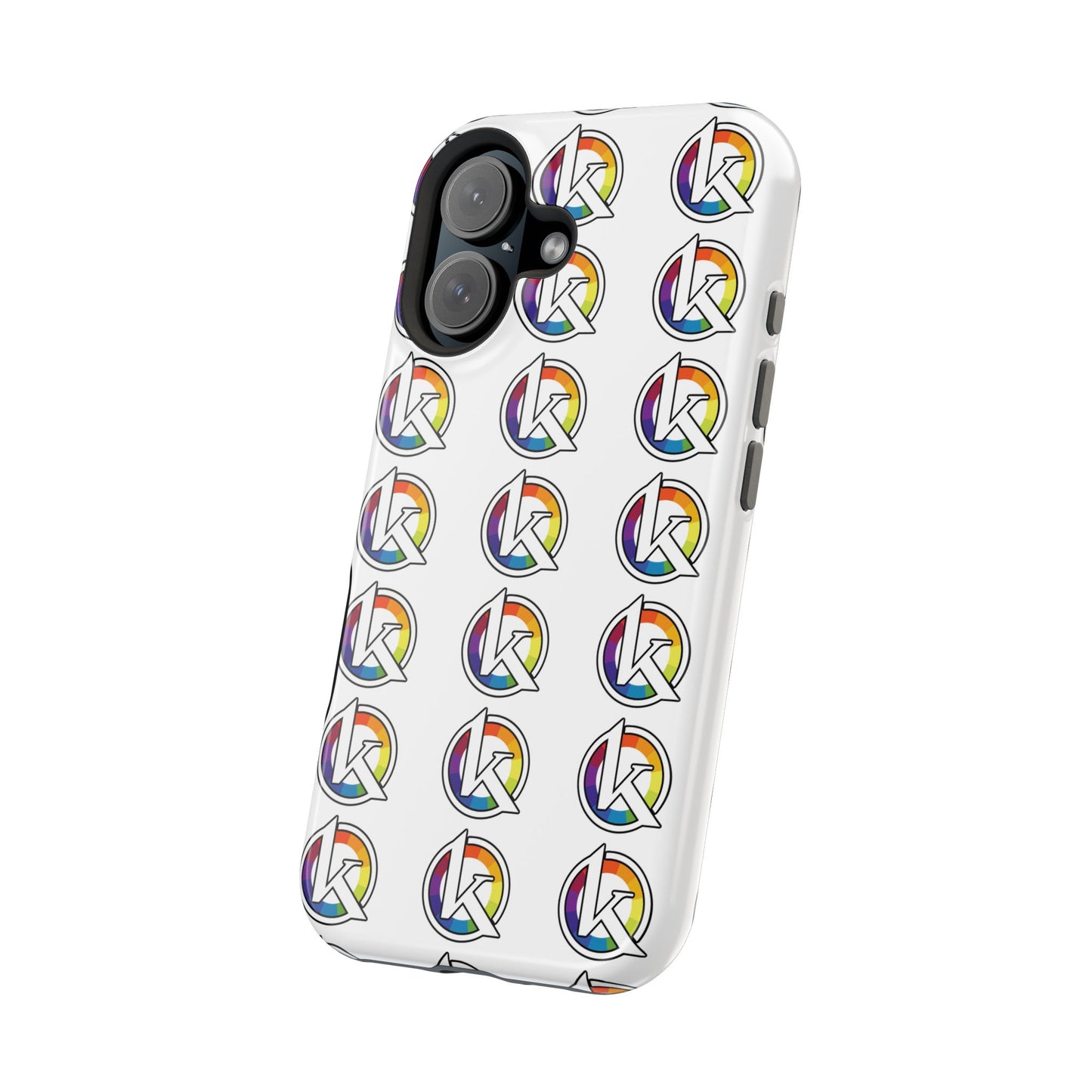 Custom Image Magnetic Impact-Resistant Phone Case — Rainbow Geometric Logo Pattern