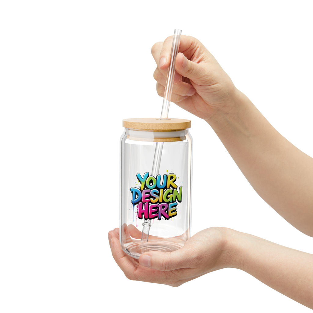 Colorful Graffiti Text Sipper Glass, 16oz | Bamboo Lid Straw Tumbler