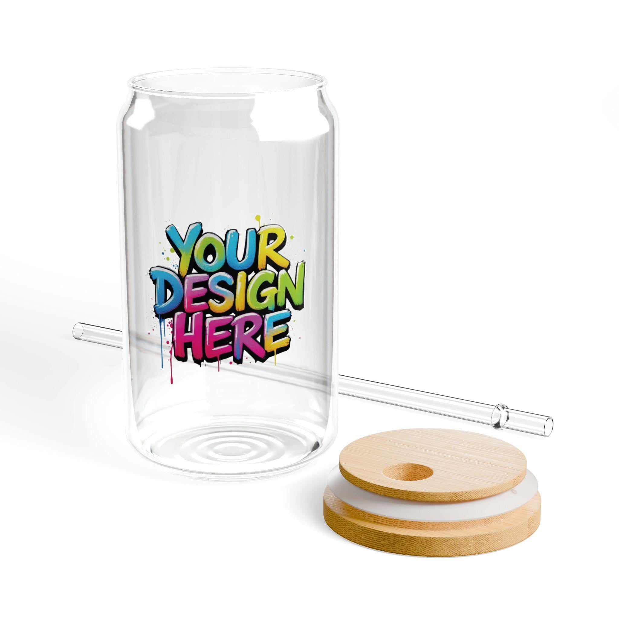 Colorful Graffiti Text Sipper Glass, 16oz | Bamboo Lid Straw Tumbler