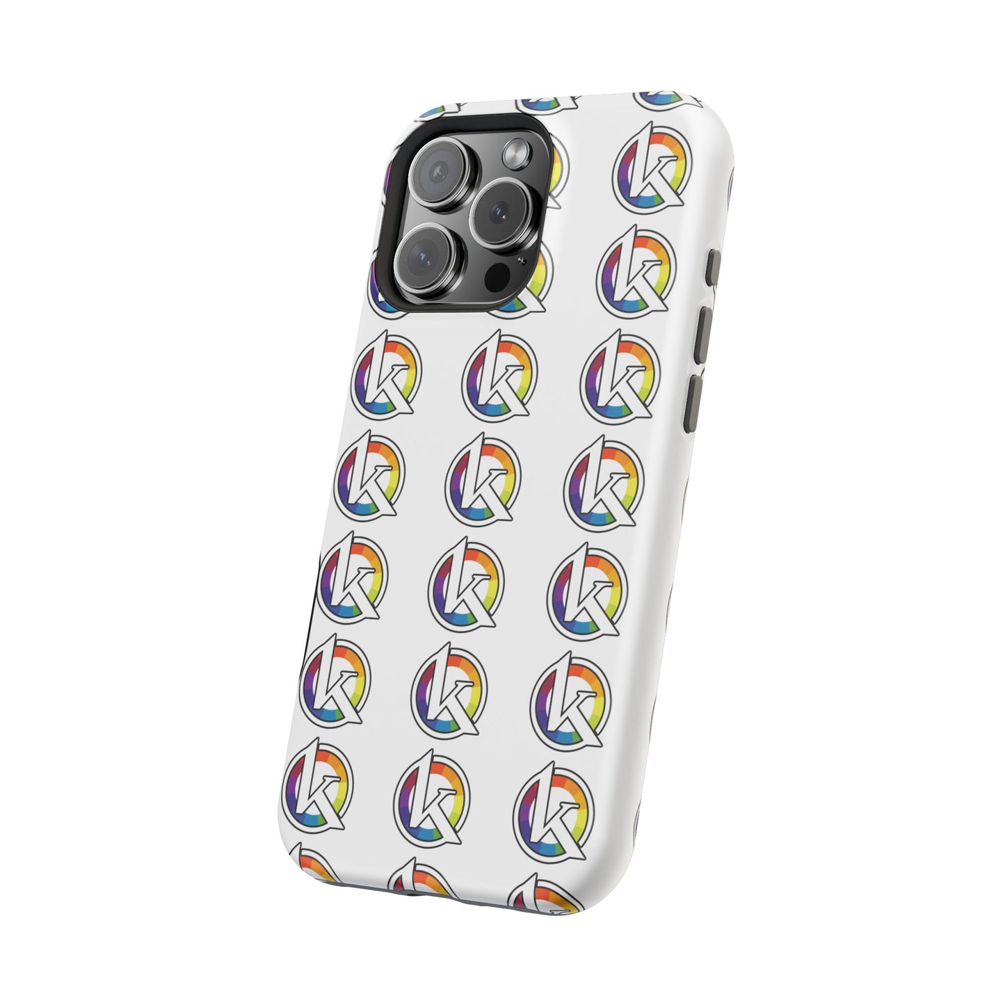 Custom Image Magnetic Impact-Resistant Phone Case — Rainbow Geometric Logo Pattern