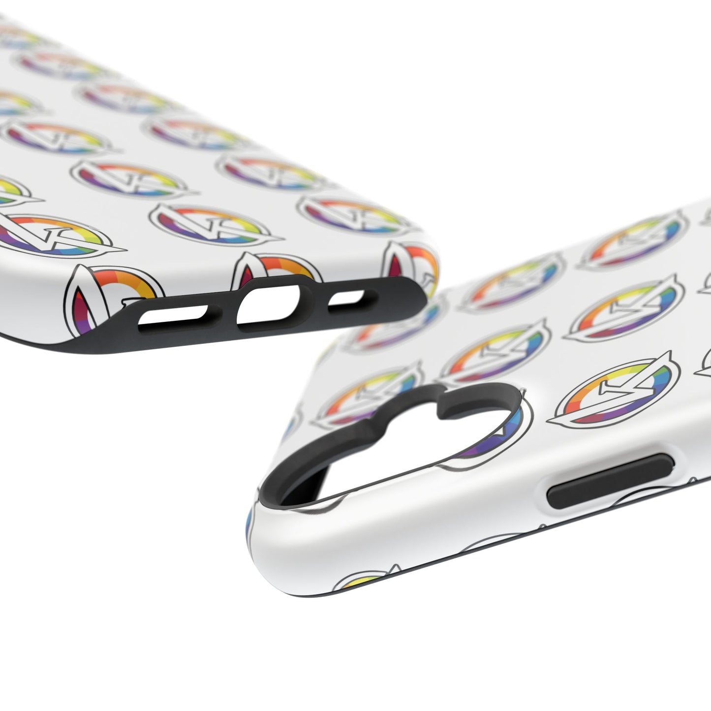 Custom Image Magnetic Impact-Resistant Phone Case — Rainbow Geometric Logo Pattern