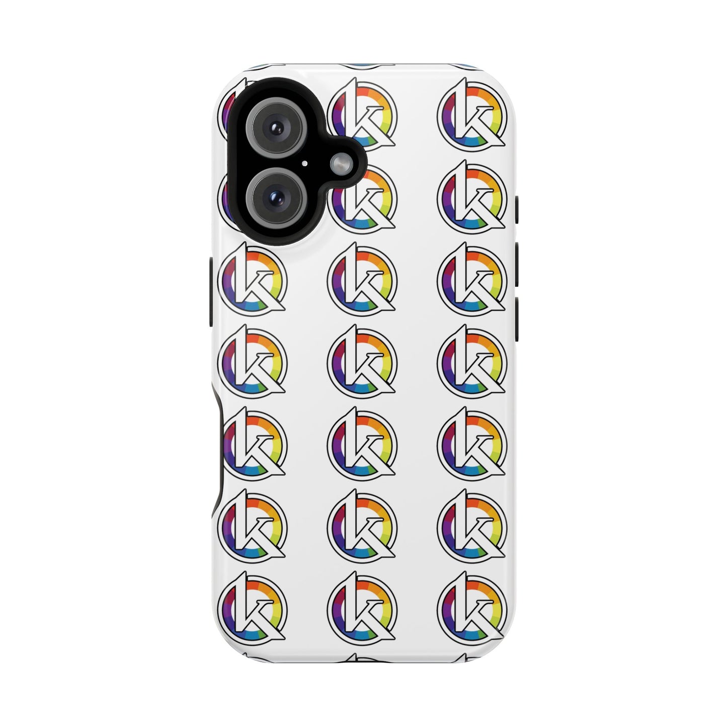 Custom Image Magnetic Impact-Resistant Phone Case — Rainbow Geometric Logo Pattern