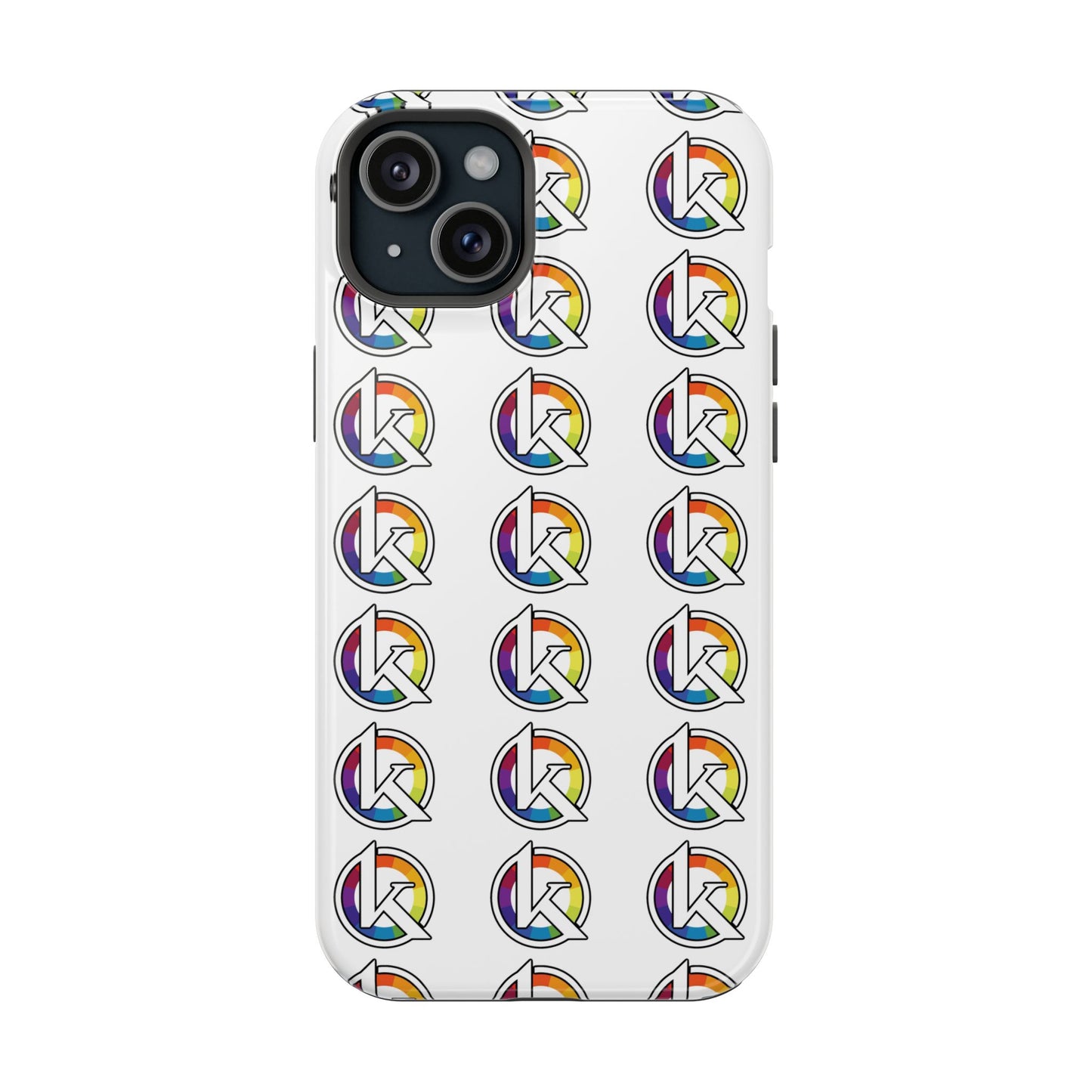 Custom Image Magnetic Impact-Resistant Phone Case — Rainbow Geometric Logo Pattern