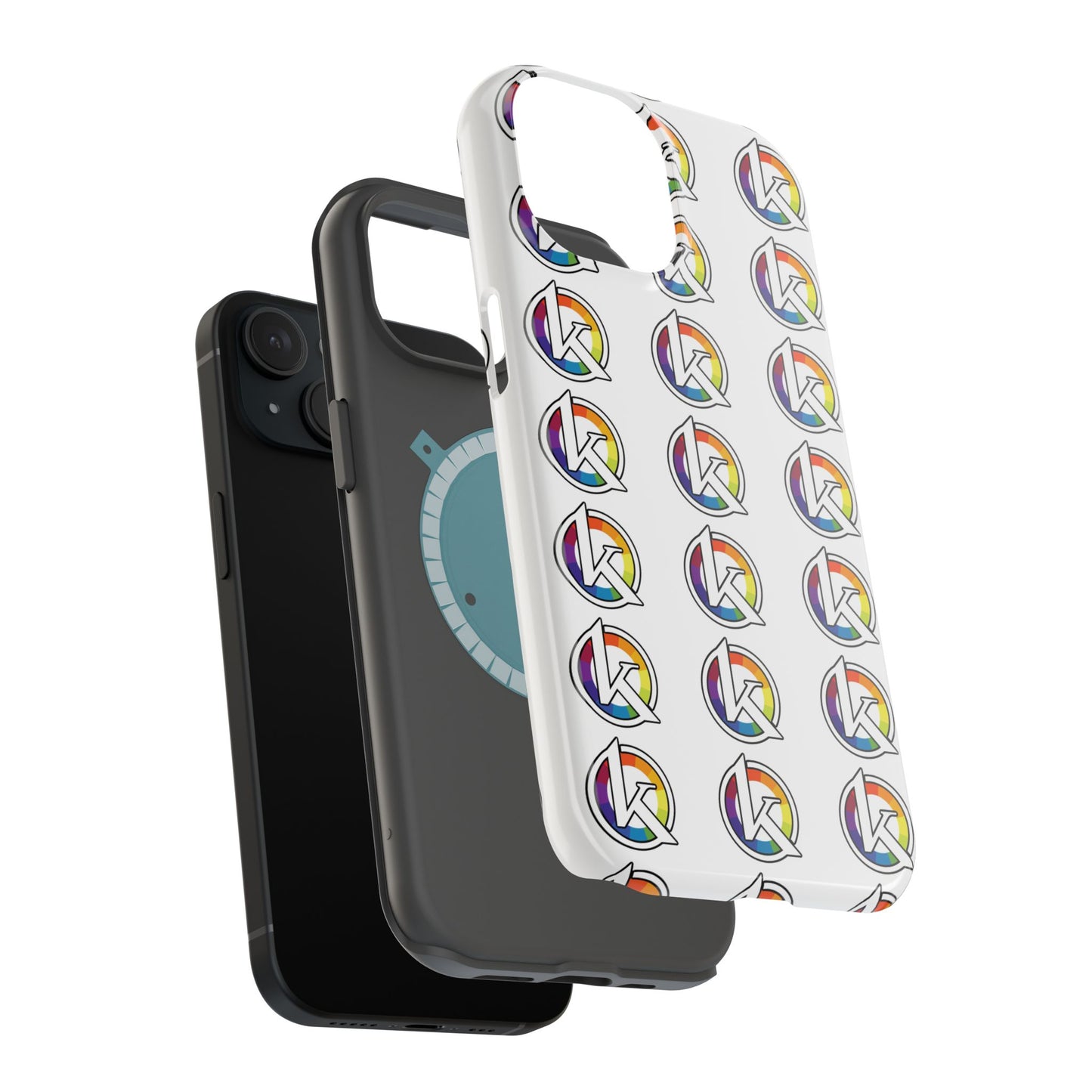 Custom Image Magnetic Impact-Resistant Phone Case — Rainbow Geometric Logo Pattern